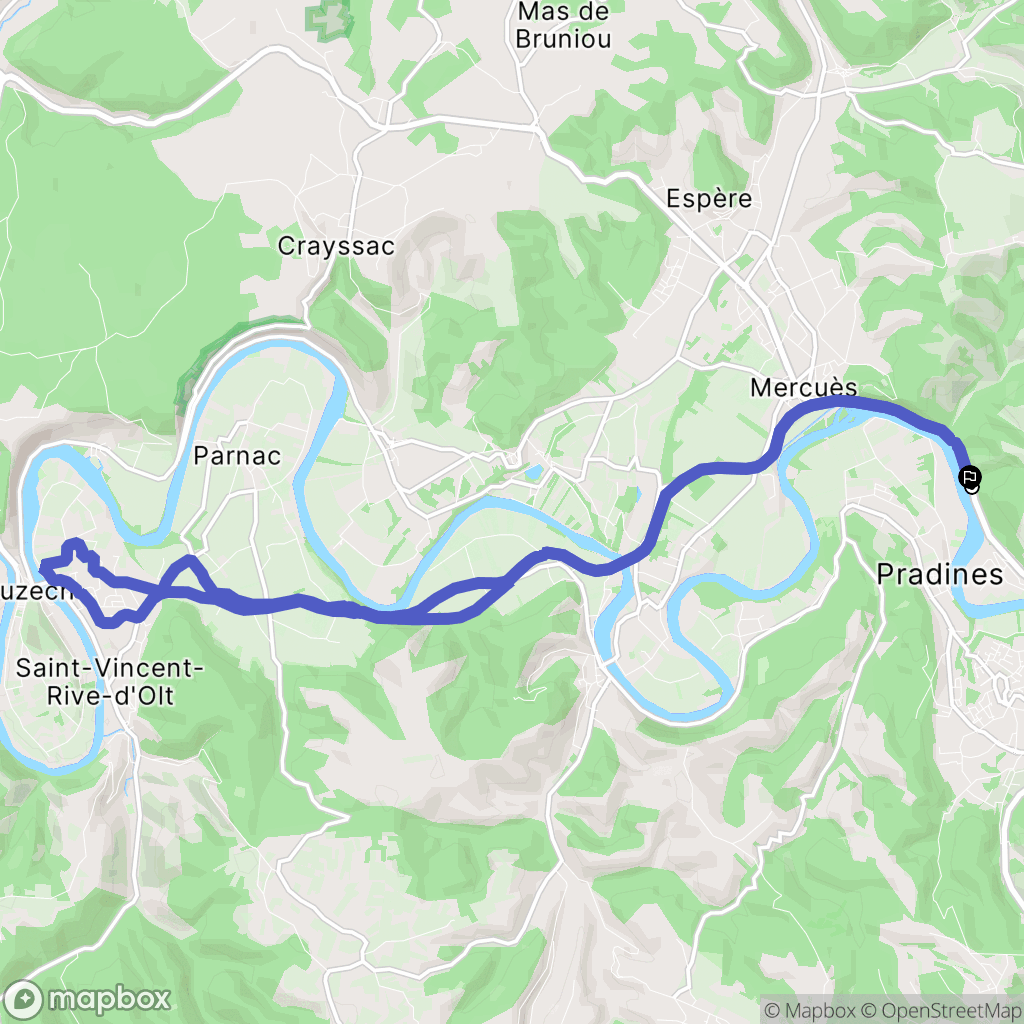 Cahors : carte du parcours de randonnée - France