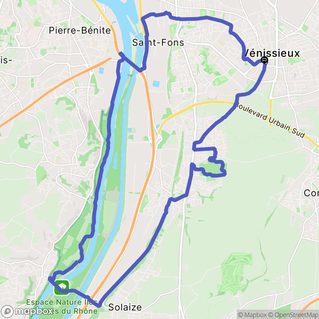 Vénissieux : carte du parcours de randonnée - France
