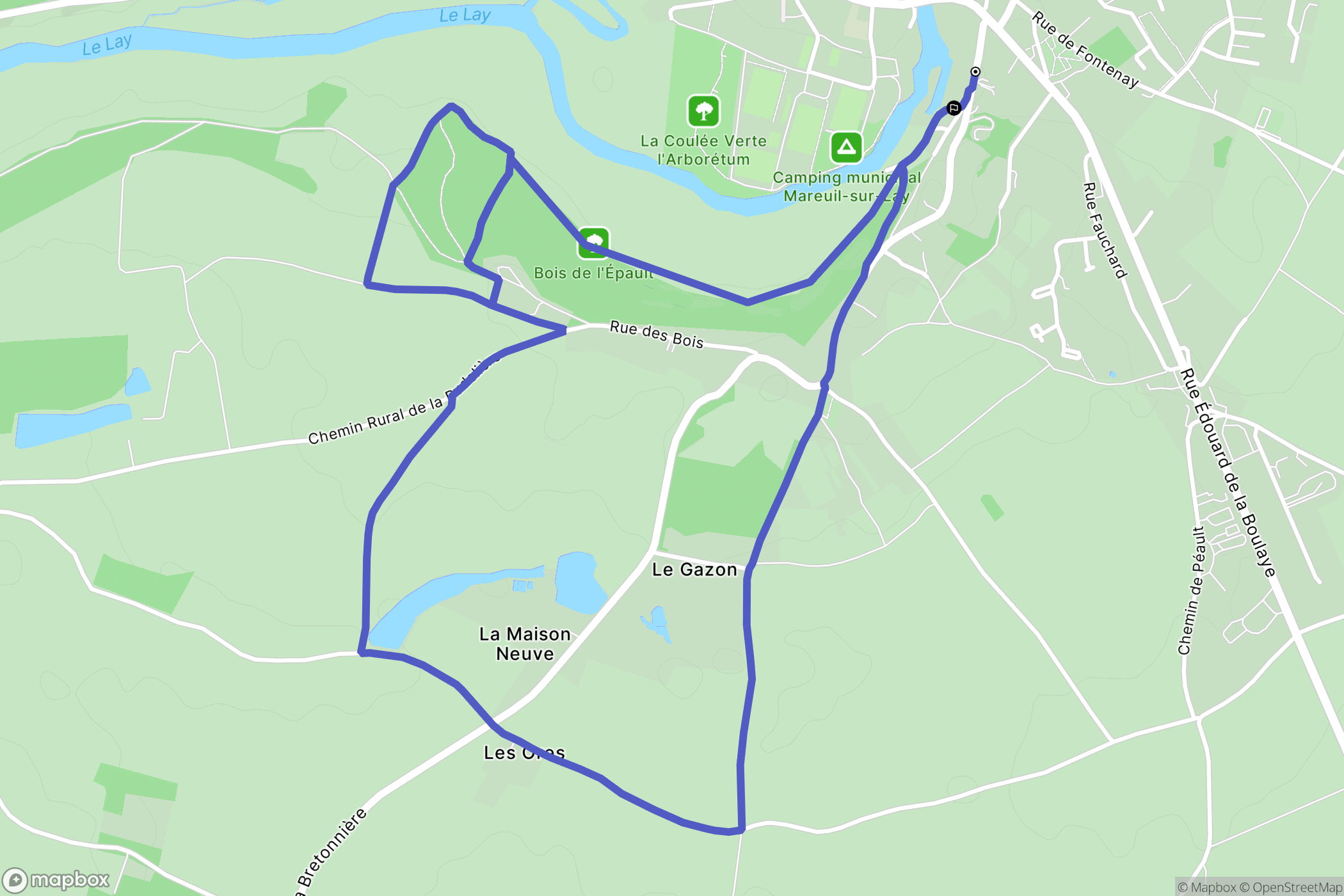 Mareuil-sur-Lay-Dissais : carte du parcours de randonnée - France