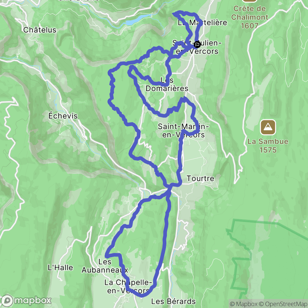 Saint-Julien-en-Vercors : carte du parcours de randonnée - France