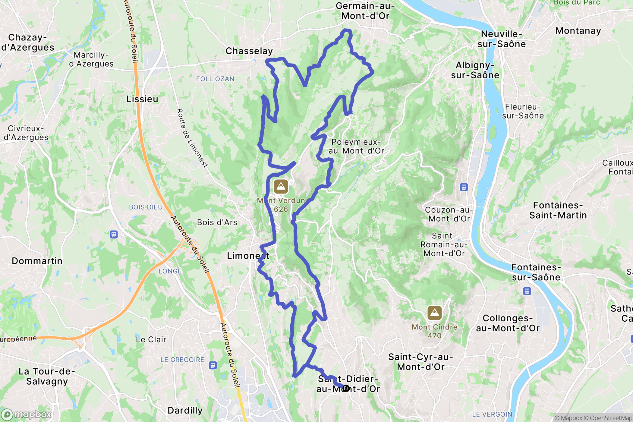 Saint-Didier-au-Mont-d'Or : carte du parcours de randonnée - France