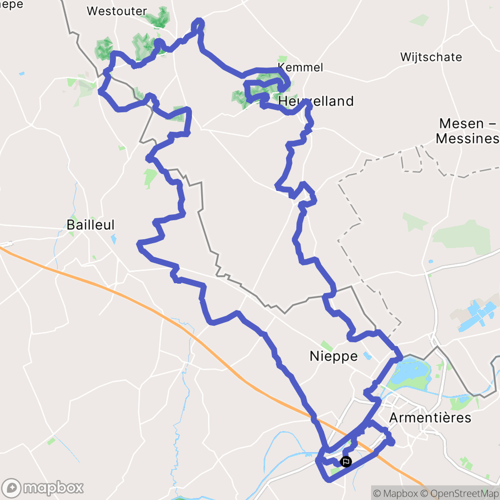 Erquinghem-Lys : carte du parcours de randonnée - France