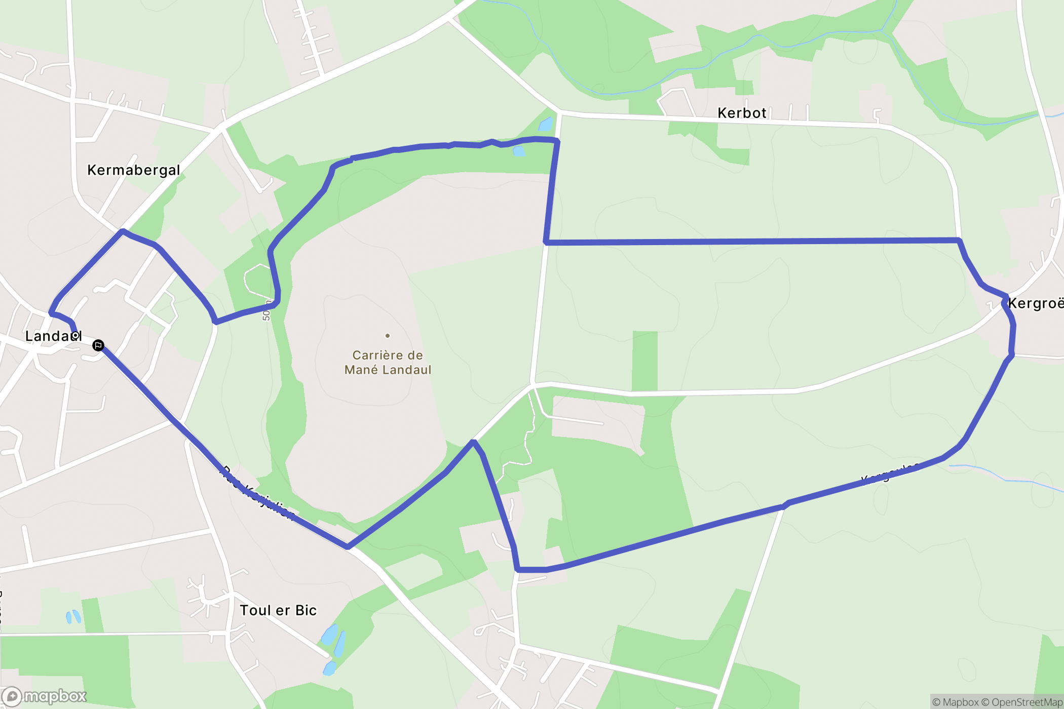 Landaul : carte du parcours de randonnée - France