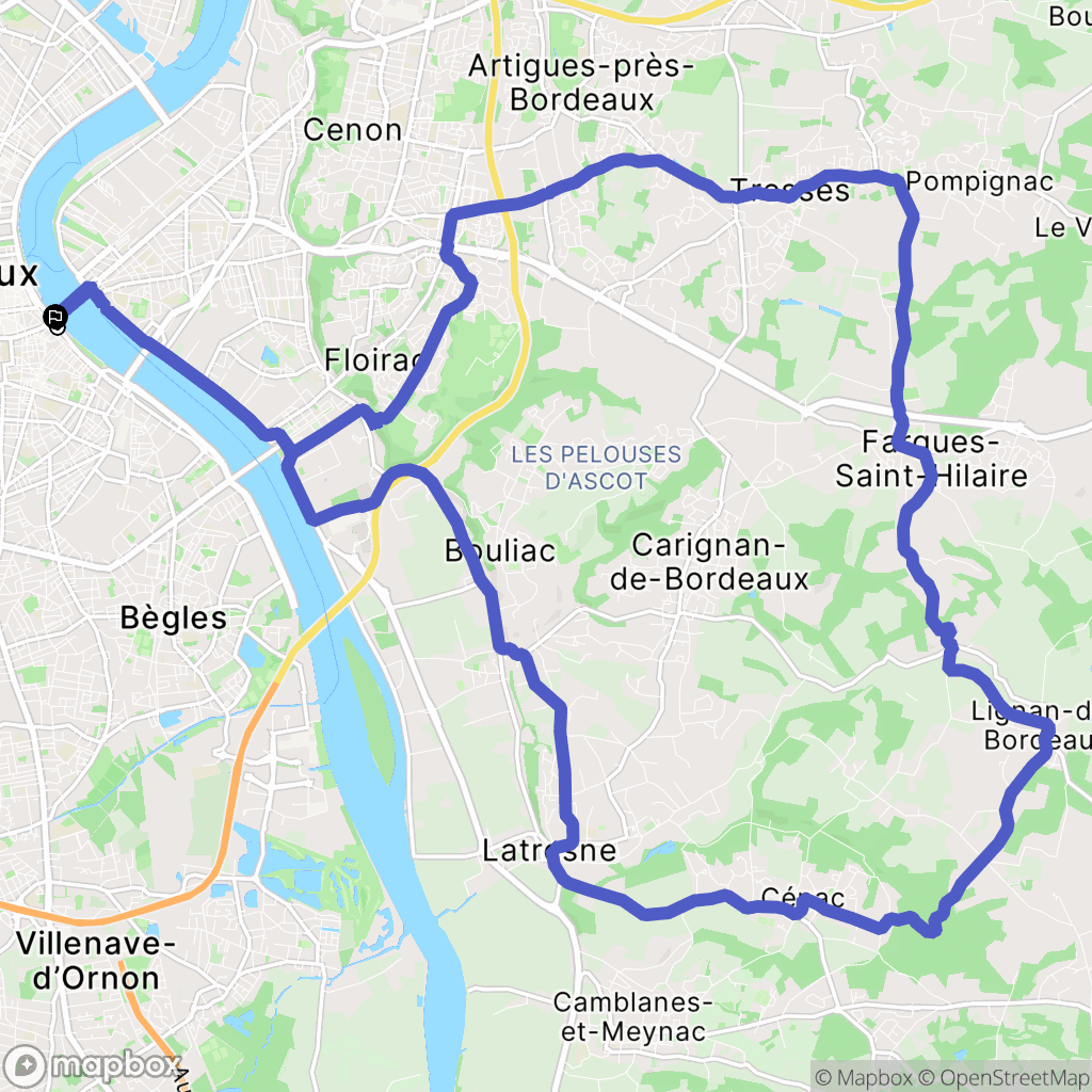 Bordeaux : carte du parcours de randonnée - France
