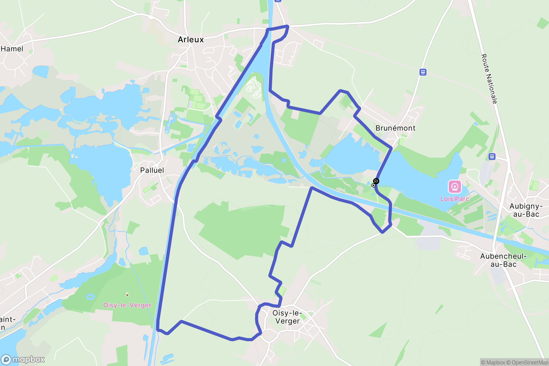 Aubigny-au-Bac : carte du parcours de randonnée - France