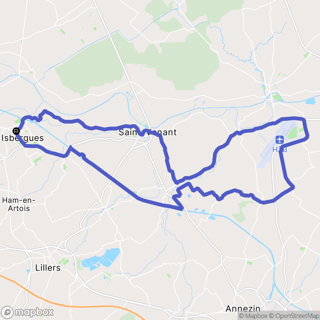 Isbergues : carte du parcours de randonnée - France