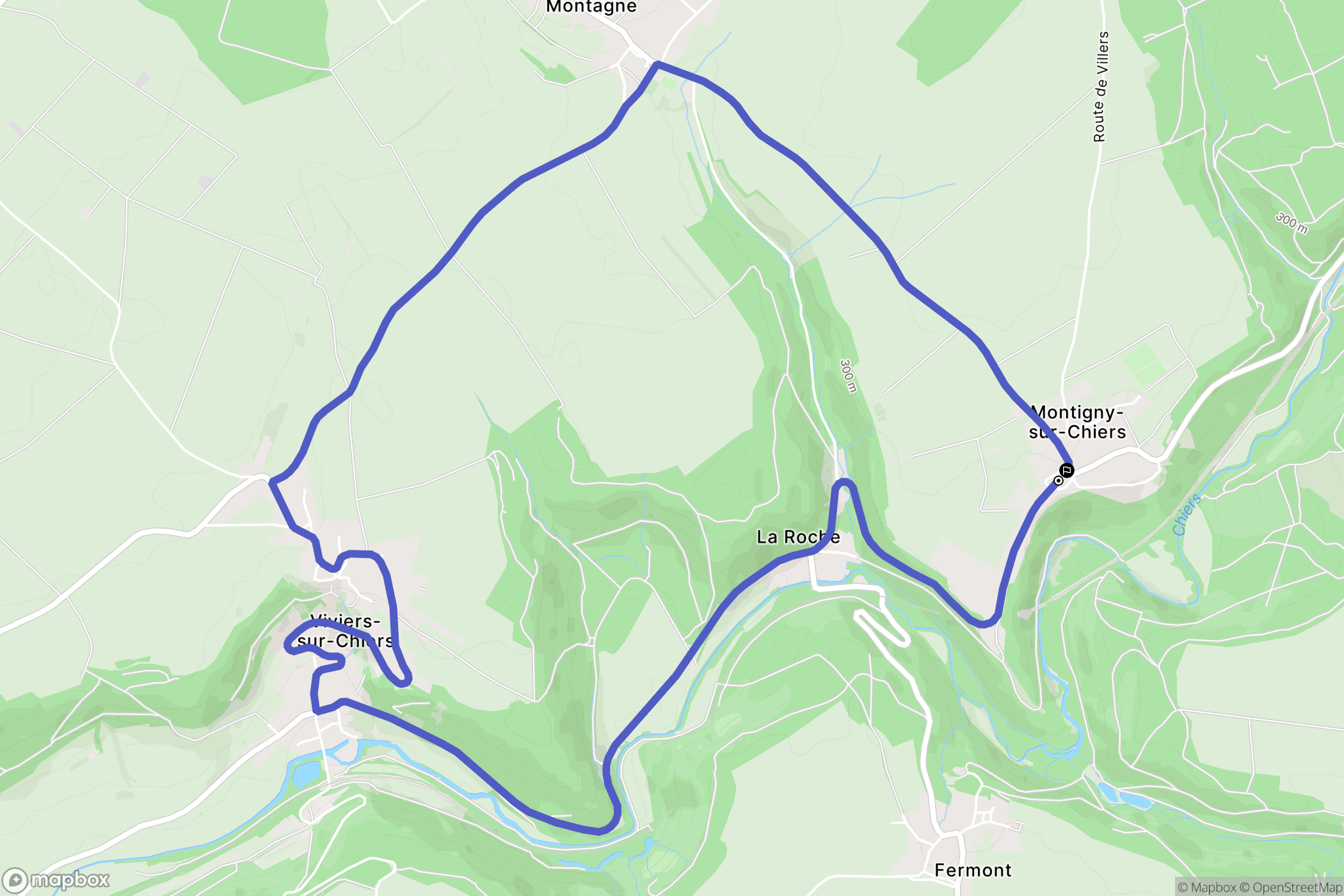 Montigny-sur-Chiers : carte du parcours de randonnée - France