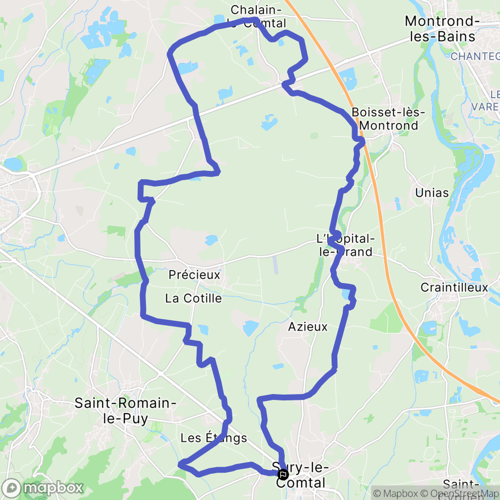 Sury-le-Comtal : carte du parcours de randonnée - France