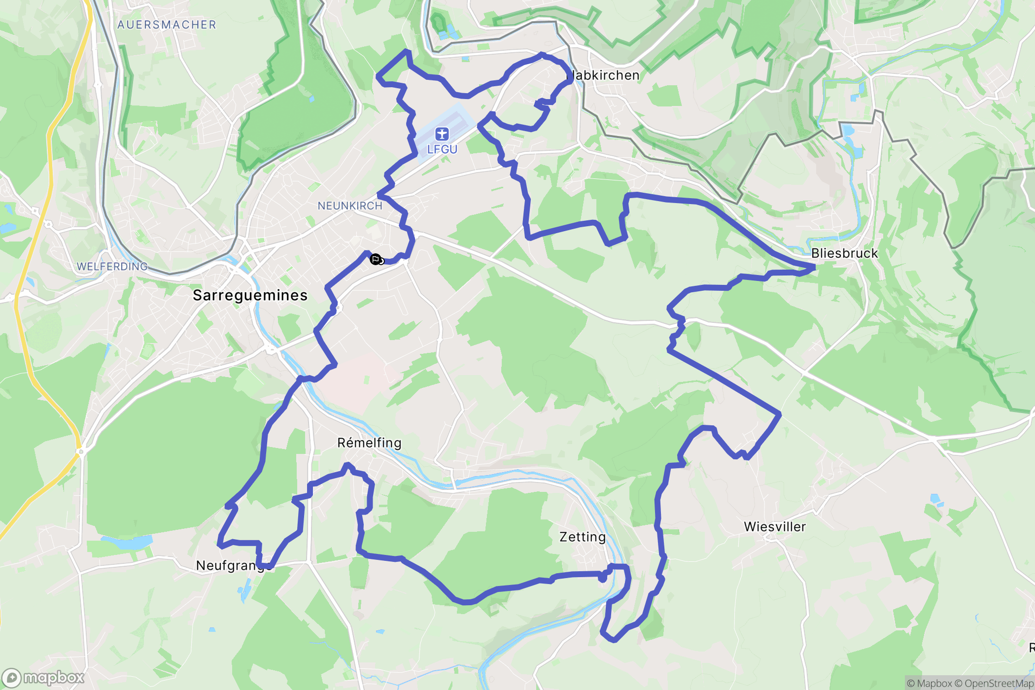 Sarreguemines : carte du parcours de randonnée - France