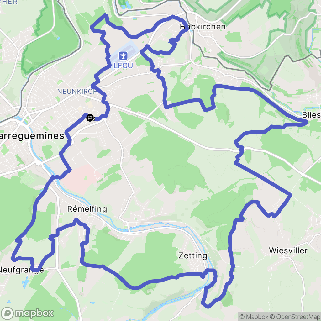 Sarreguemines : carte du parcours de randonnée - France