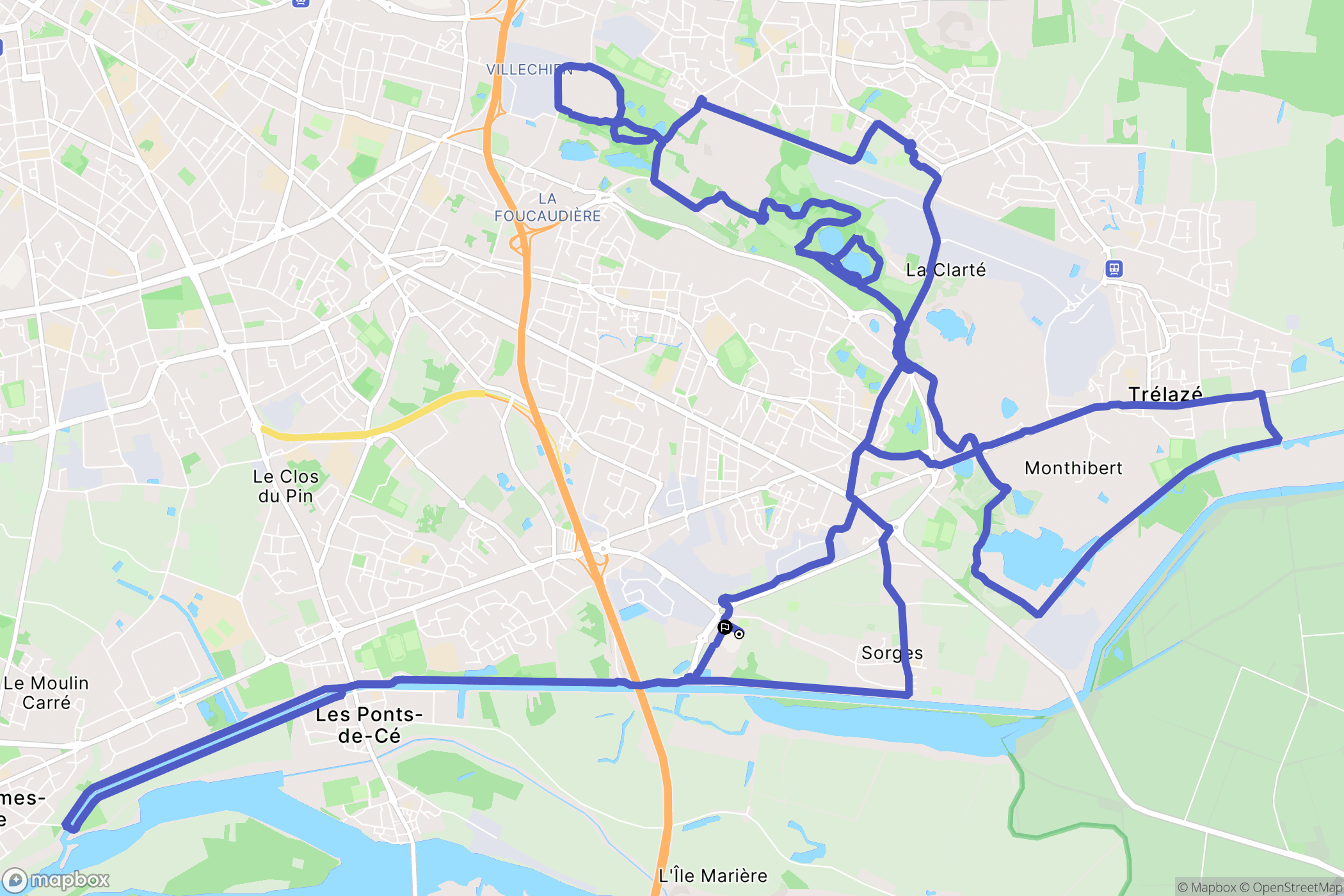 Les Ponts-de-Cé : carte du parcours de randonnée - France