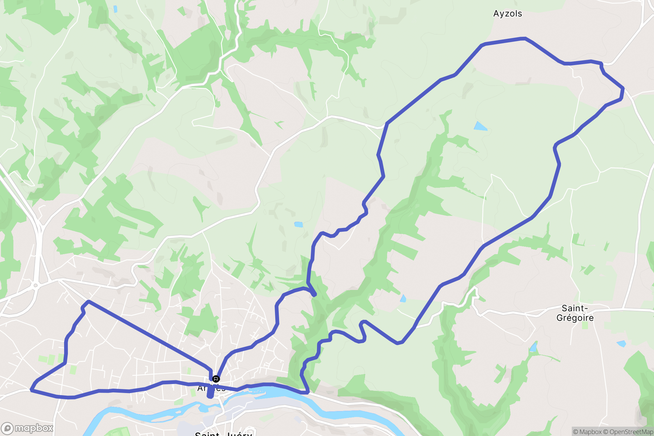 Arthès : carte du parcours de randonnée - France
