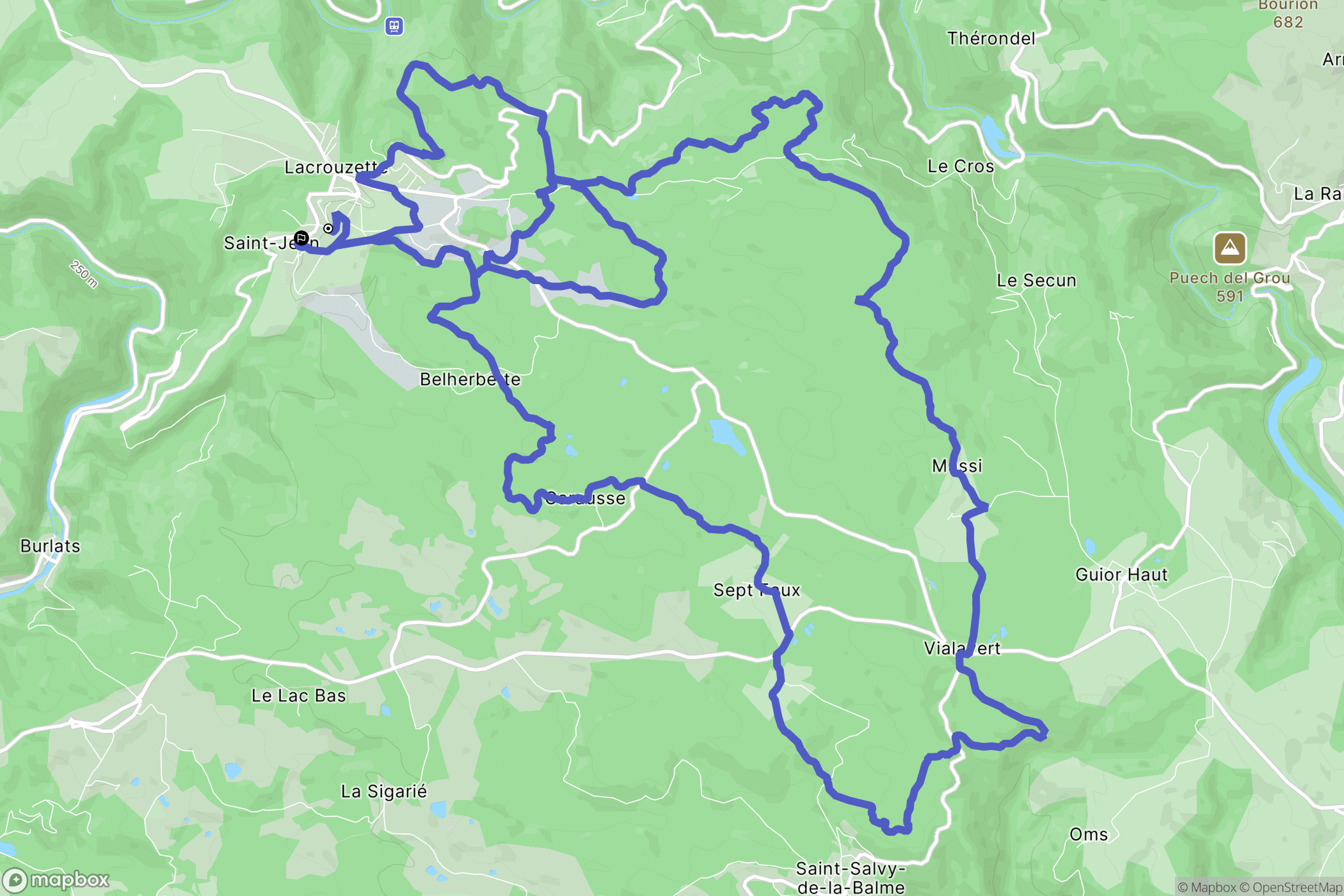 Lacrouzette : carte du parcours de randonnée - France