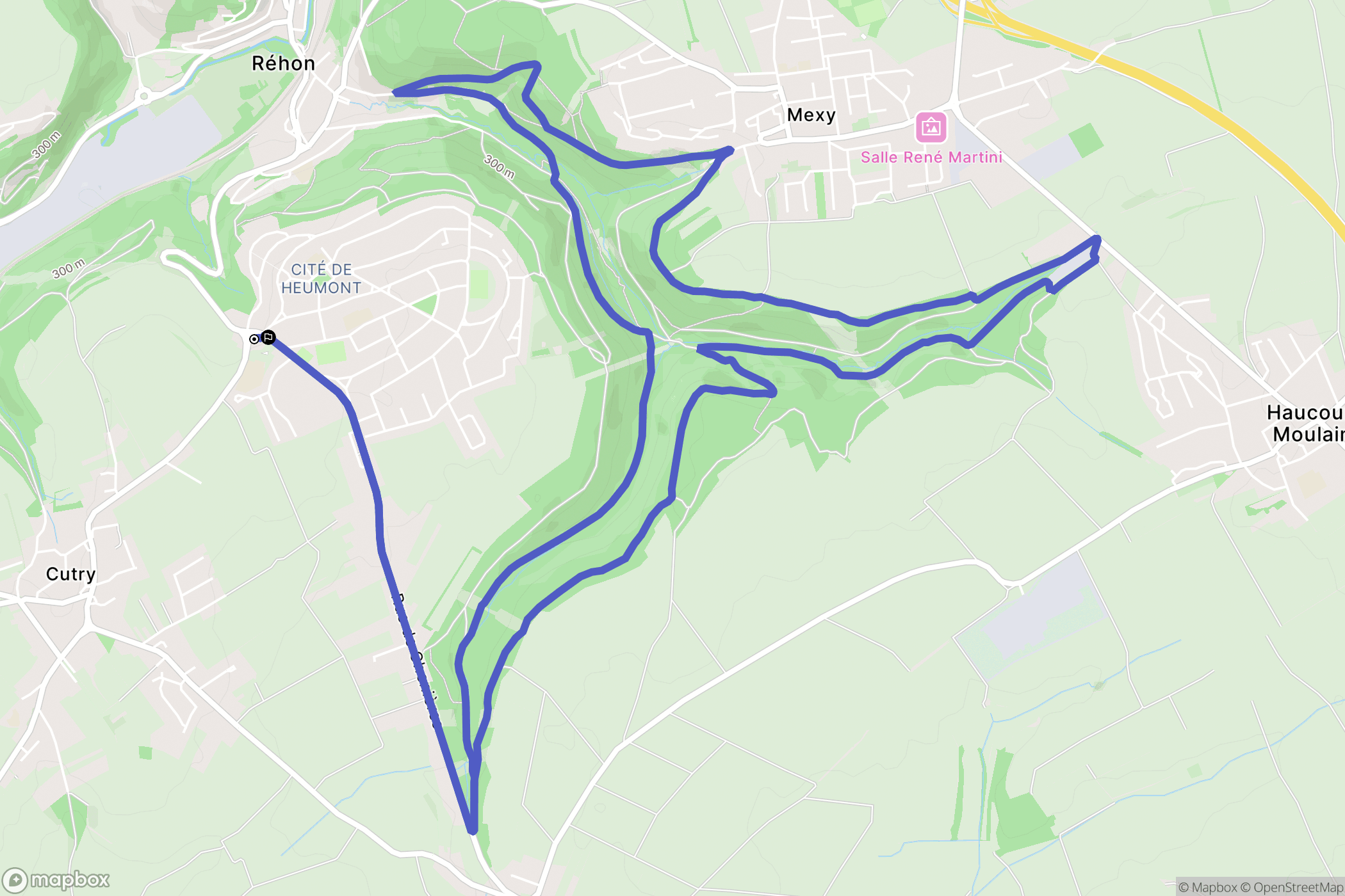 Réhon : carte du parcours de randonnée - France