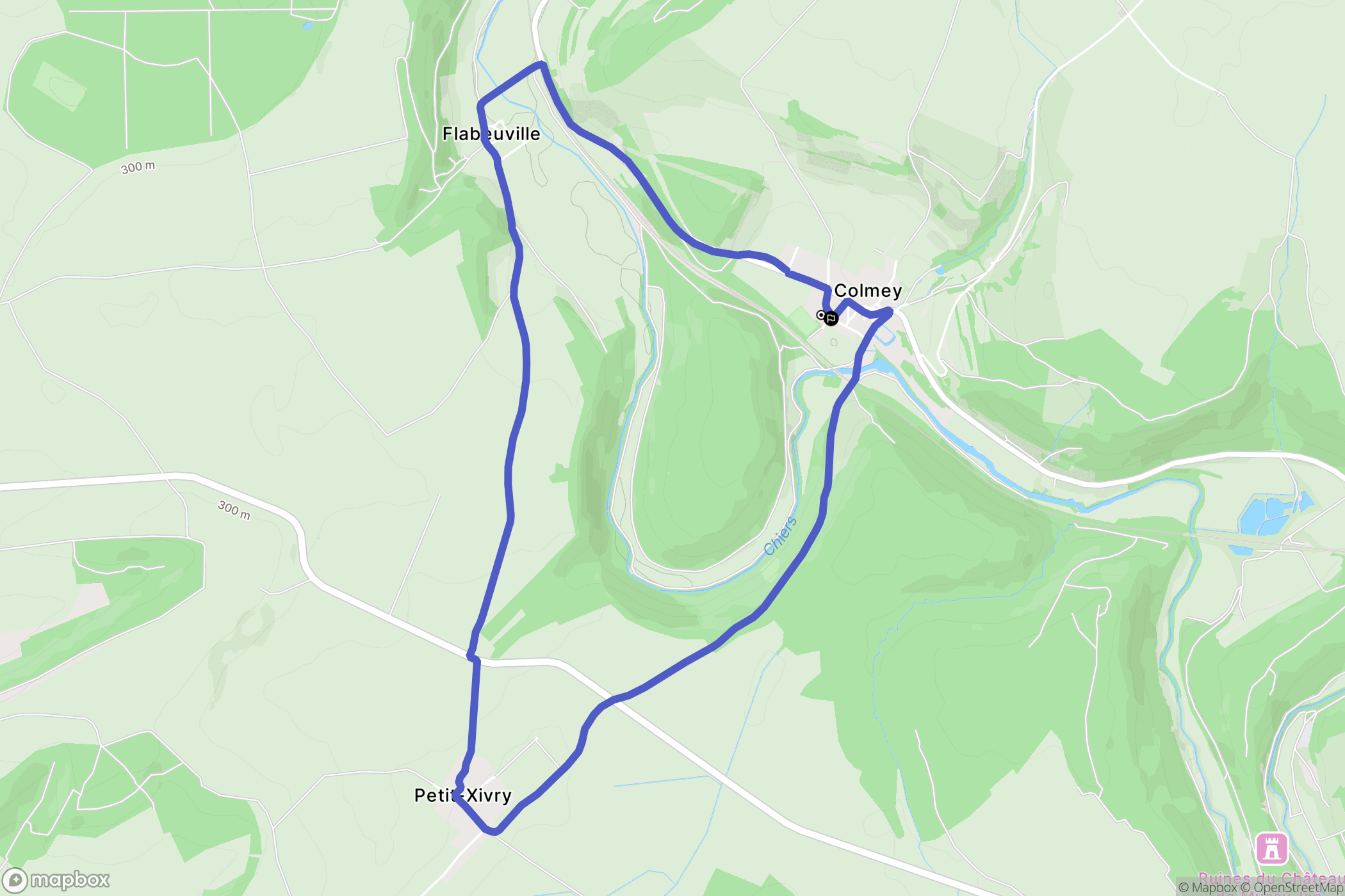 Colmey : carte du parcours de randonnée - France
