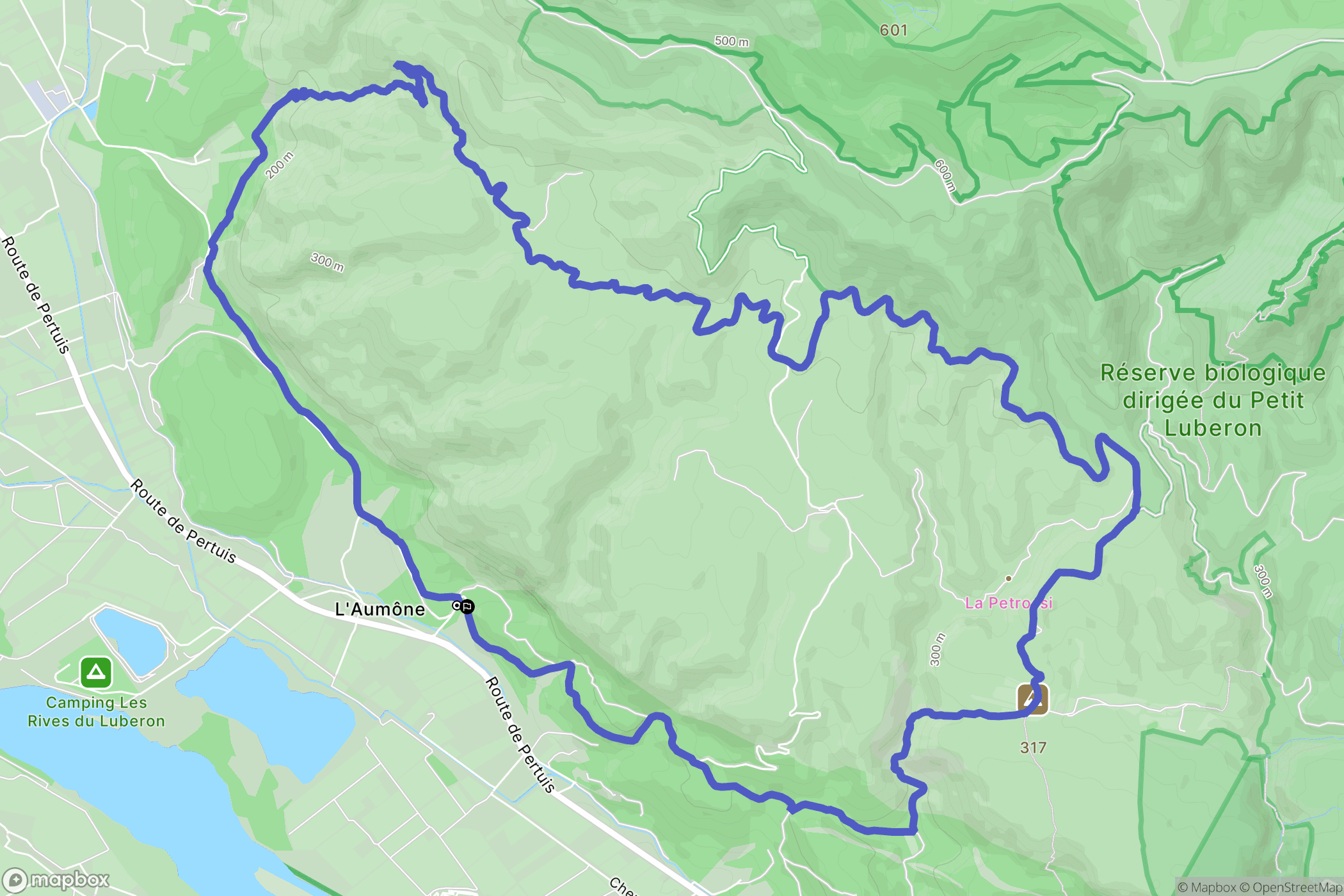 Cheval-Blanc : carte du parcours de randonnée - France