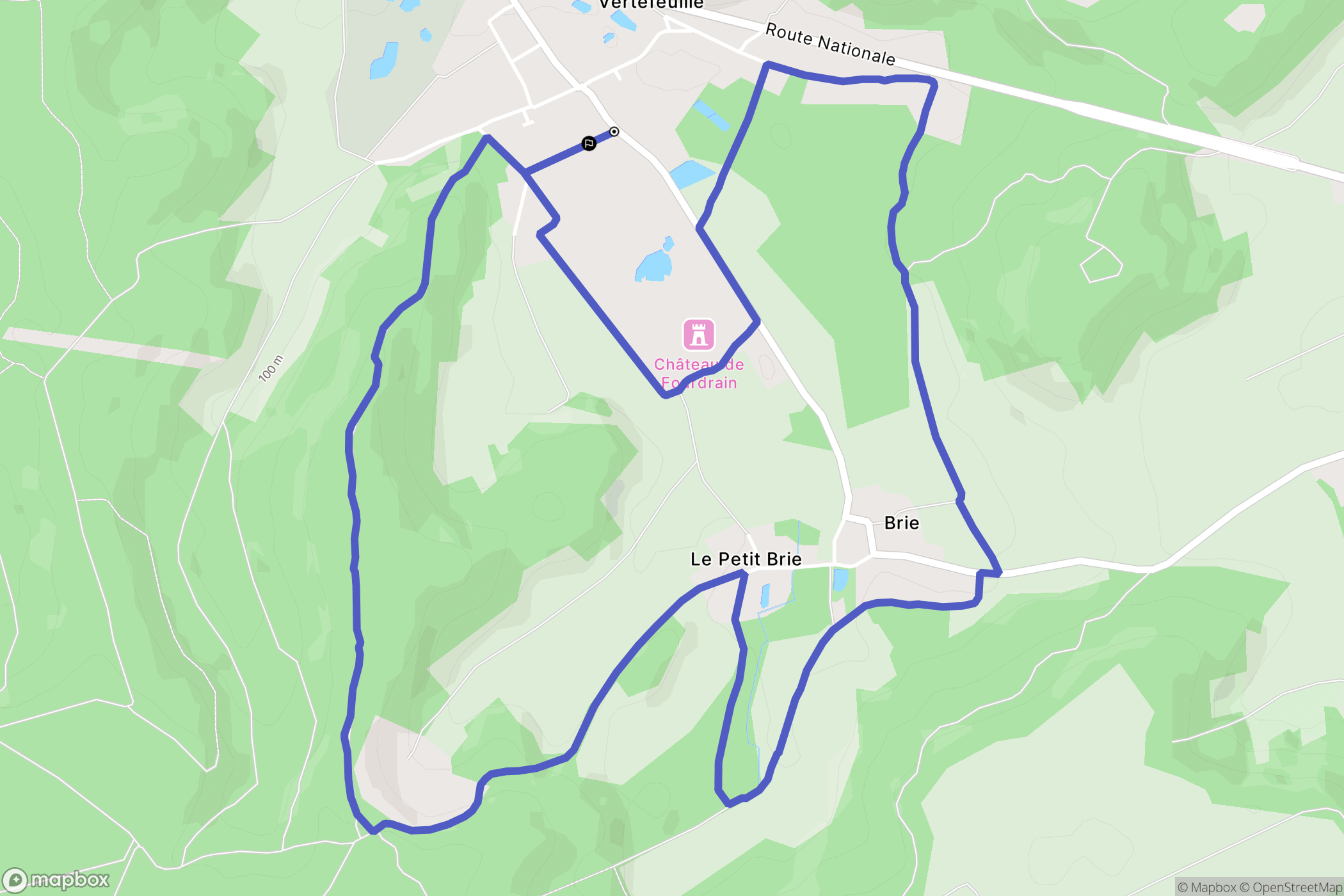 Fourdrain : carte du parcours de randonnée - France