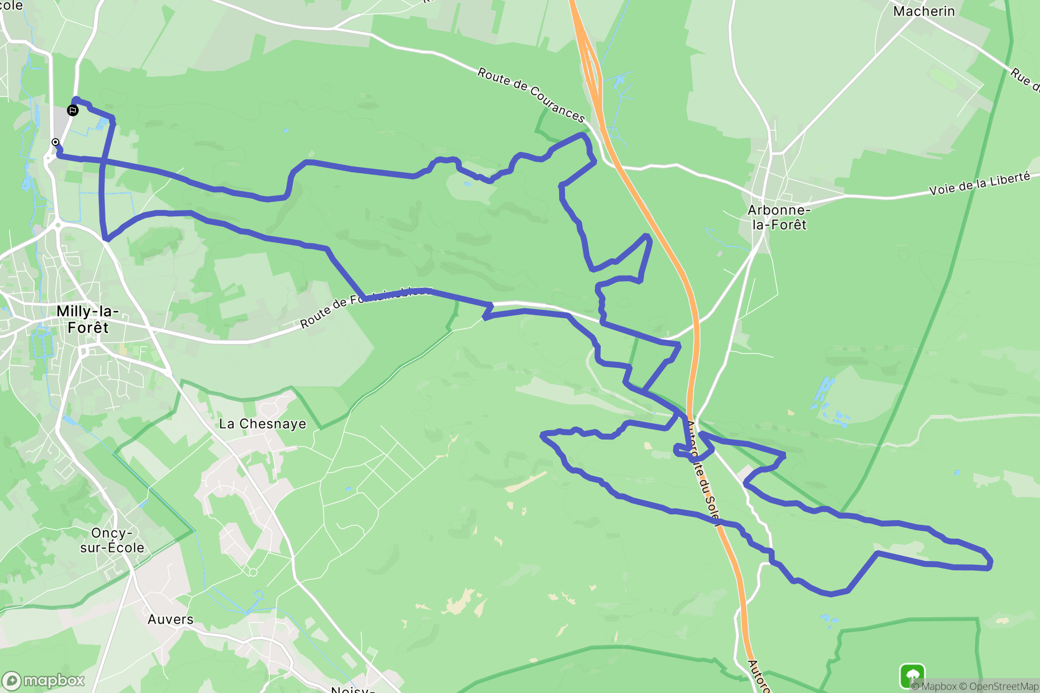Milly-la-Forêt : carte du parcours de randonnée - France