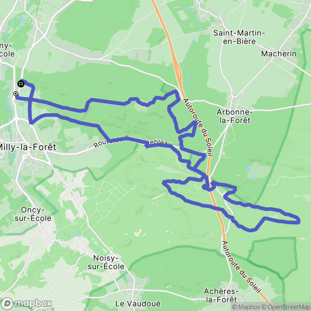 Milly-la-Forêt : carte du parcours de randonnée - France
