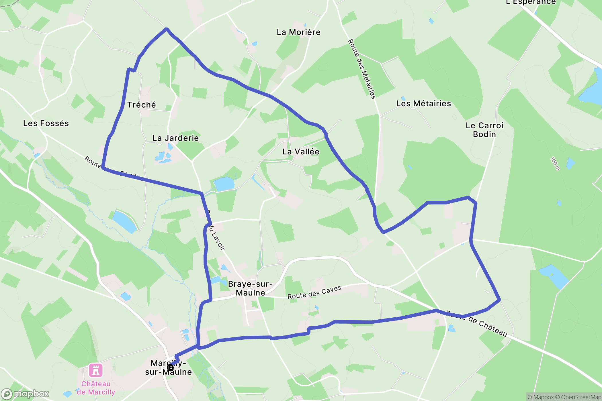Marcilly-sur-Maulne : carte du parcours de randonnée - France