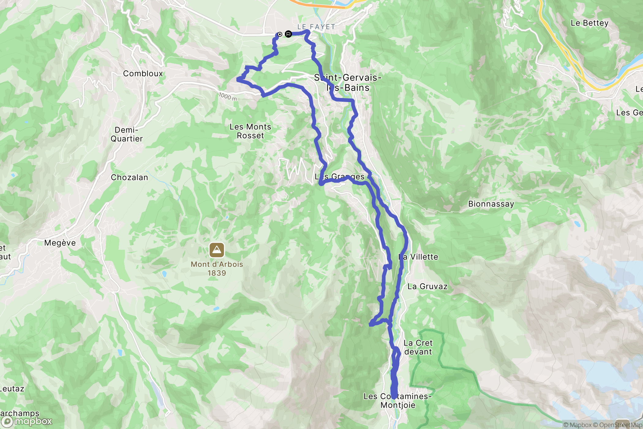 Domancy : carte du parcours de randonnée - France