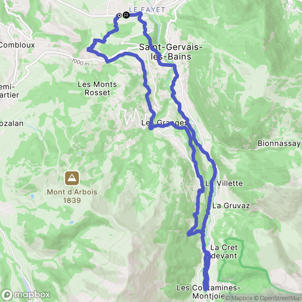 Domancy : carte du parcours de randonnée - France