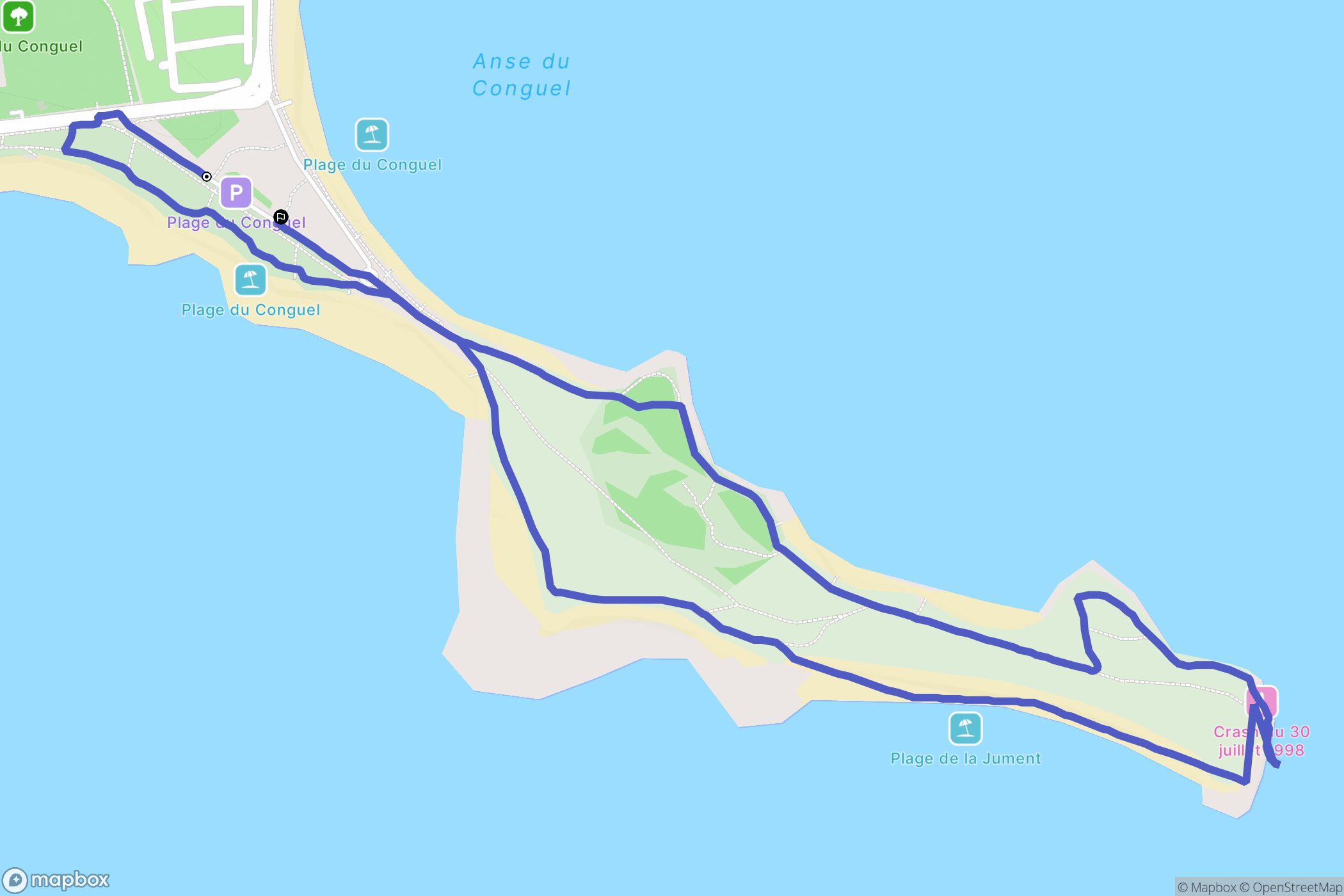 Quiberon : carte du parcours de randonnée - France
