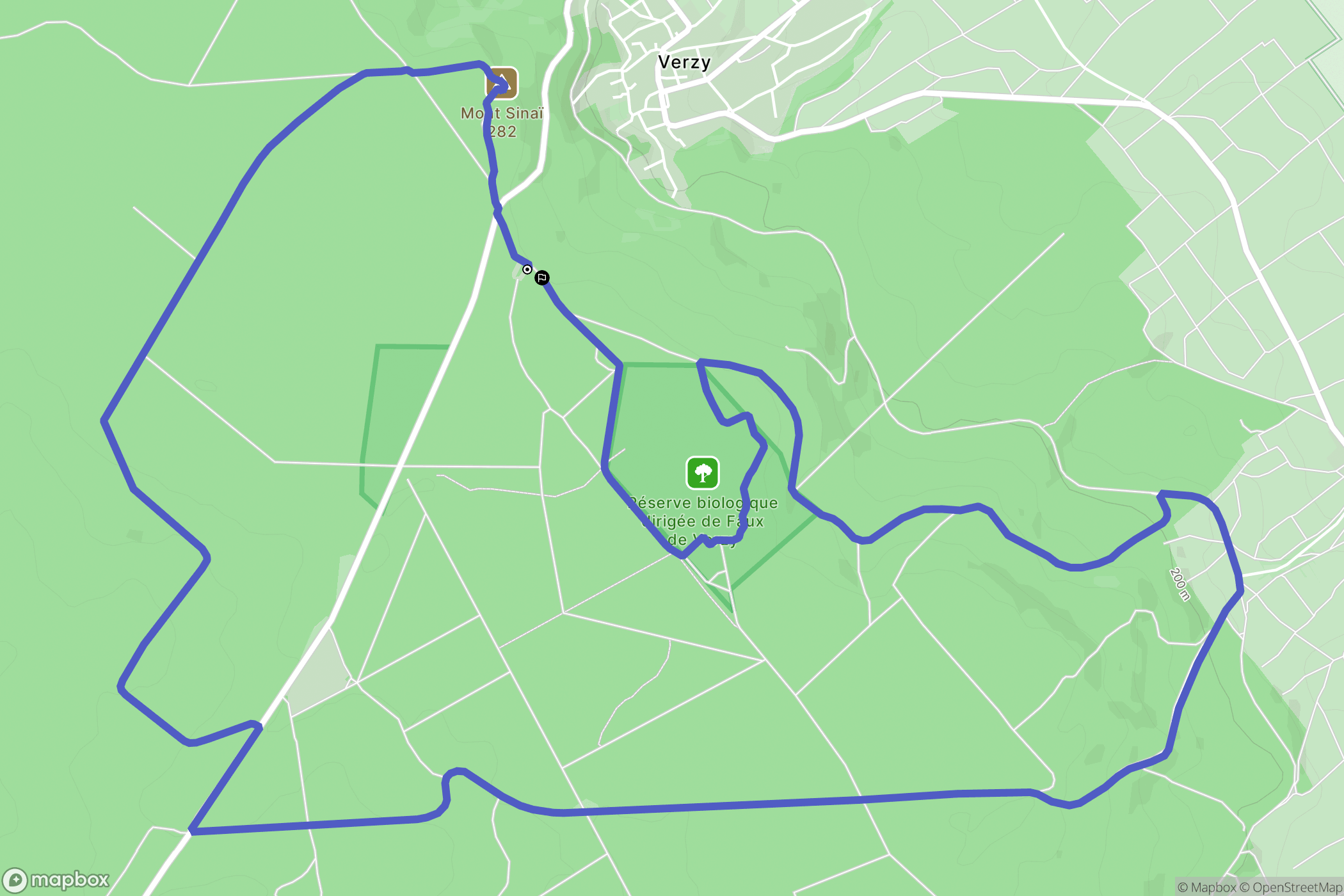 Verzy : carte du parcours de randonnée - France