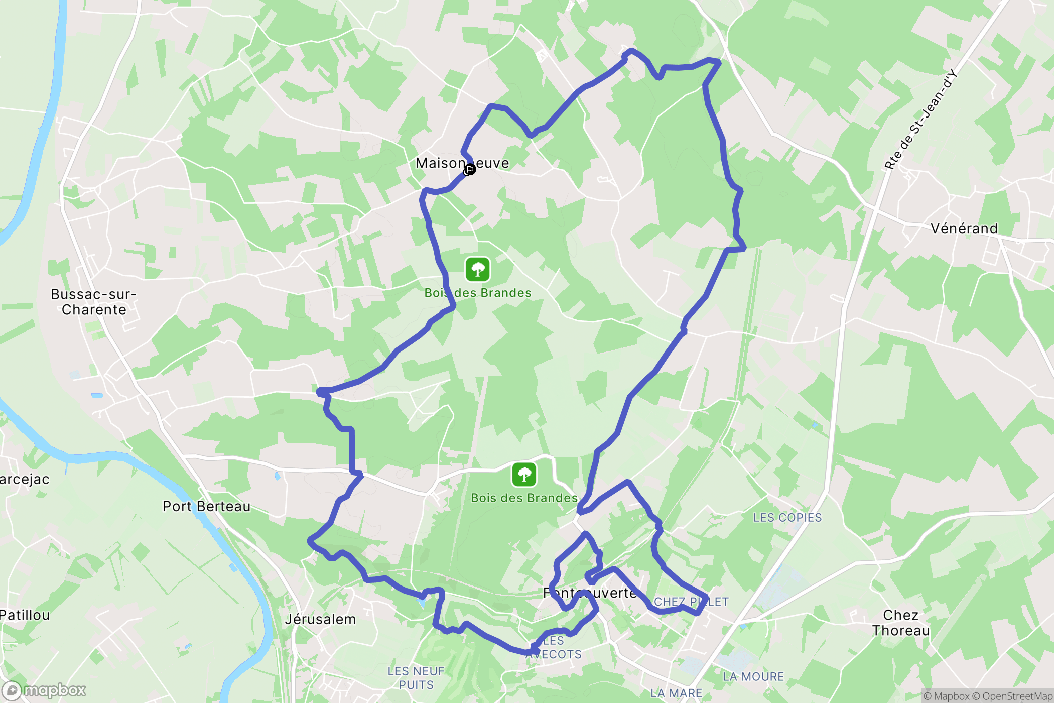 Le Douhet : carte du parcours de randonnée - France