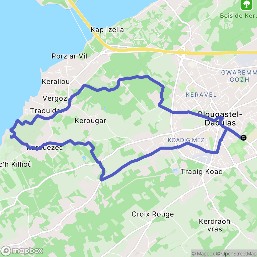 Plougastel-Daoulas : carte du parcours de randonnée - France