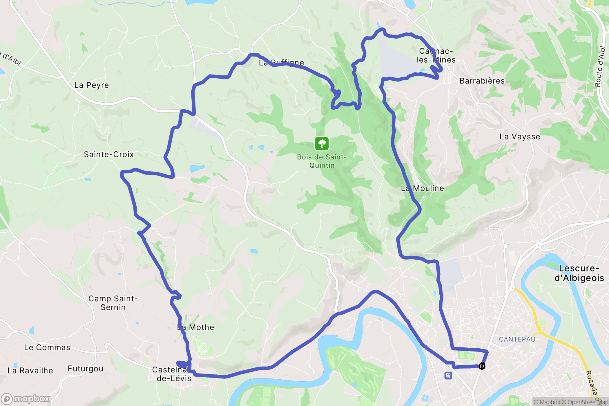 Albi : carte du parcours de randonnée - France