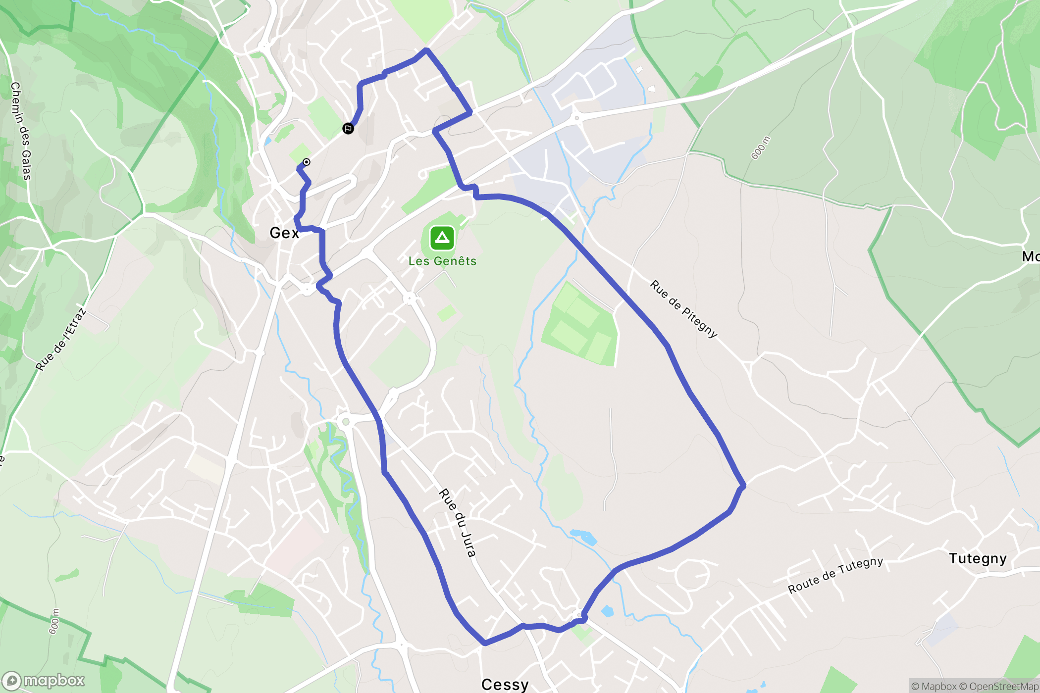 Gex : carte du parcours de randonnée - France