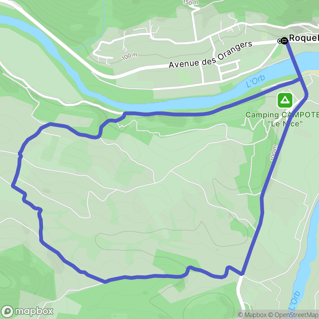 Roquebrun : carte du parcours de randonnée - France