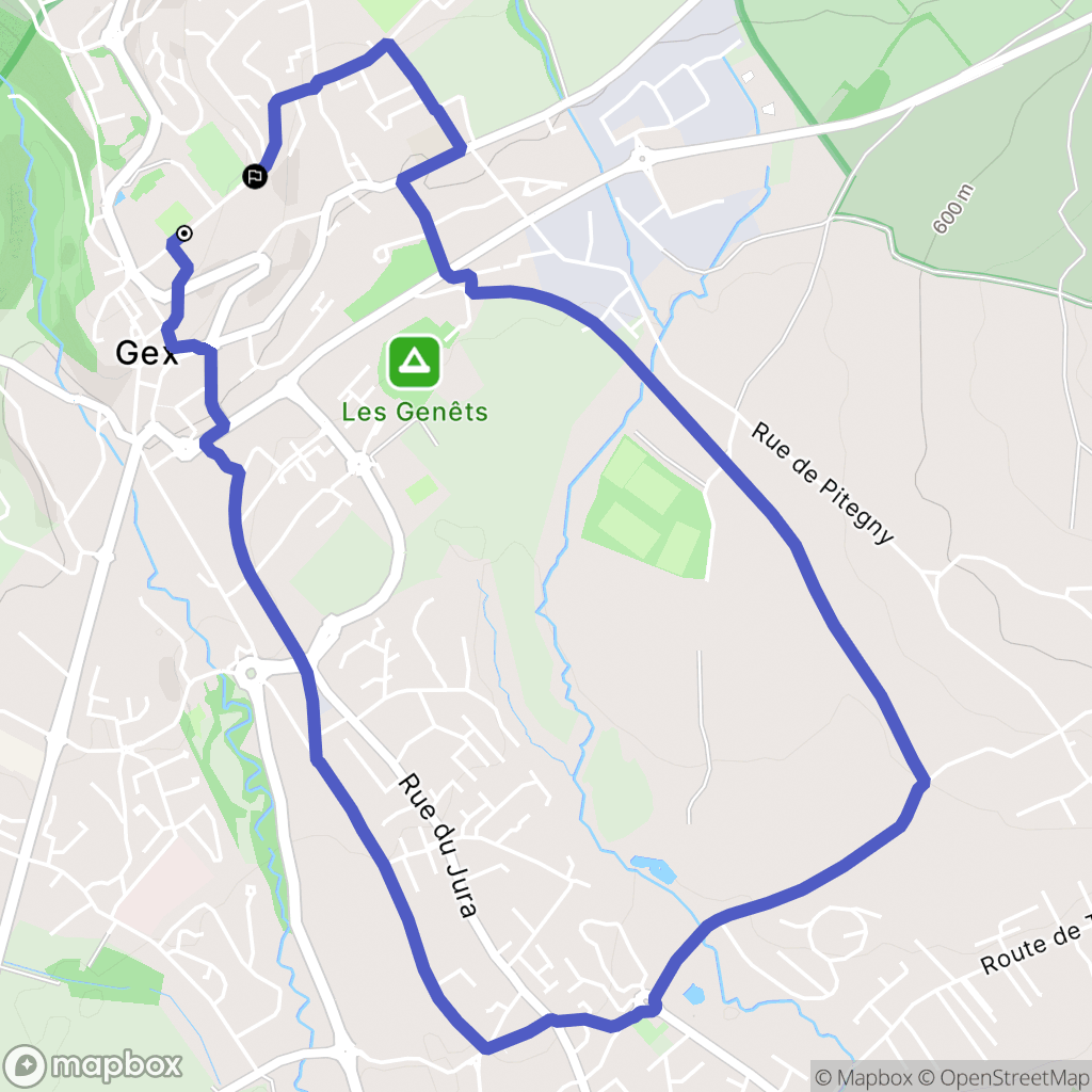 Gex : carte du parcours de randonnée - France