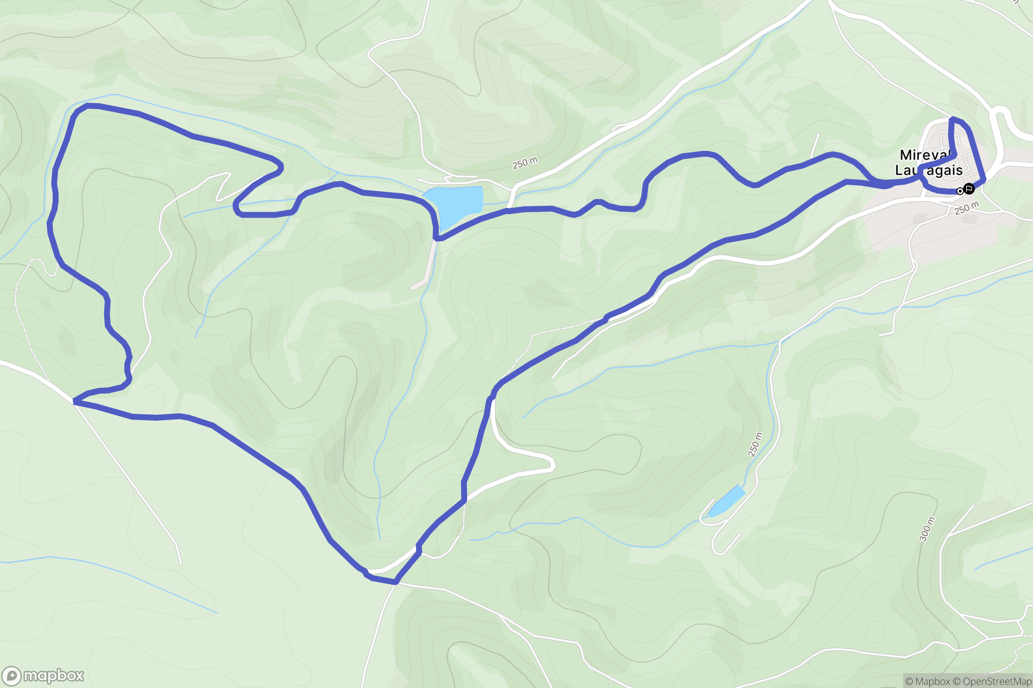 Mireval-Lauragais : carte du parcours de randonnée - France
