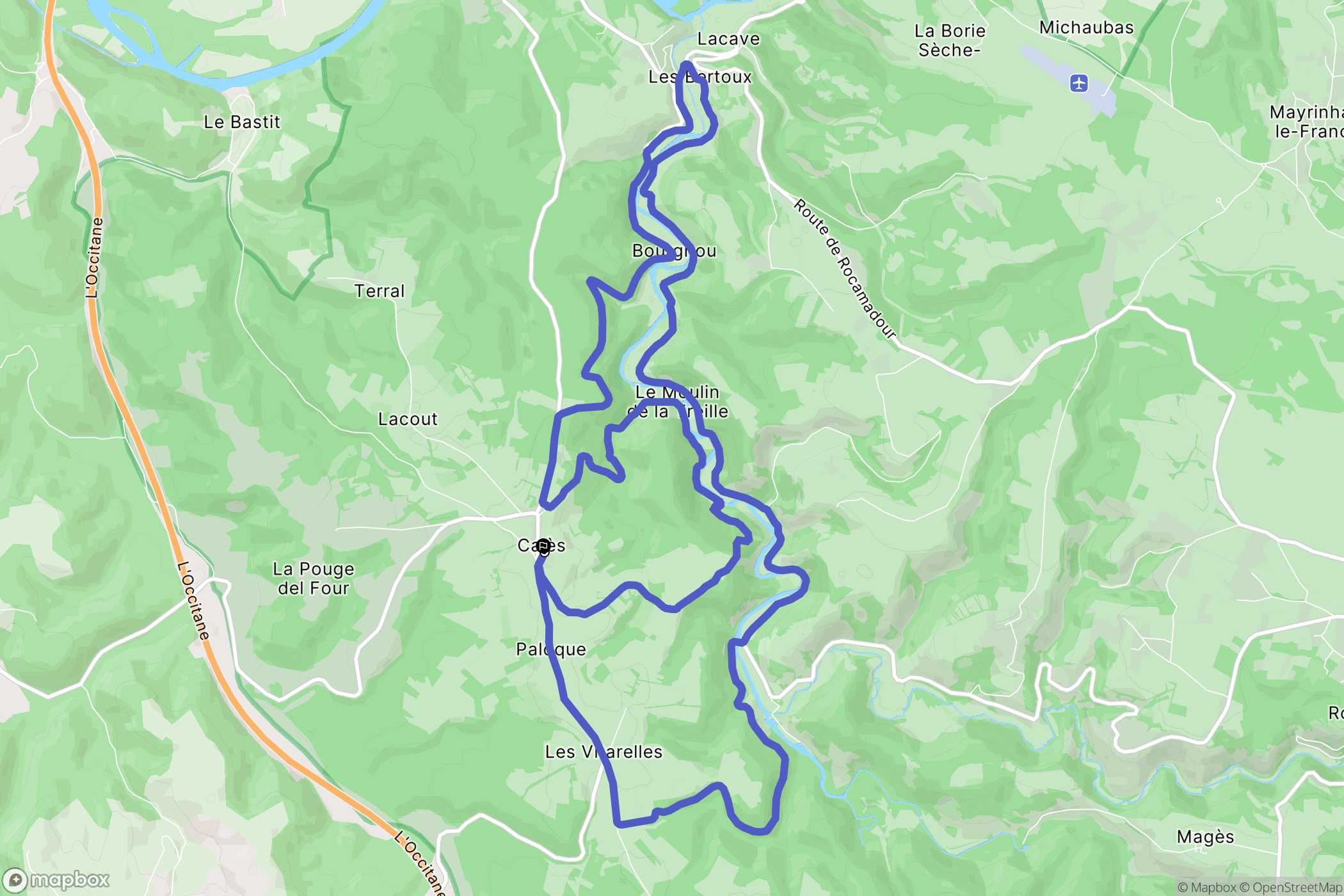 Calès : carte du parcours de randonnée - France