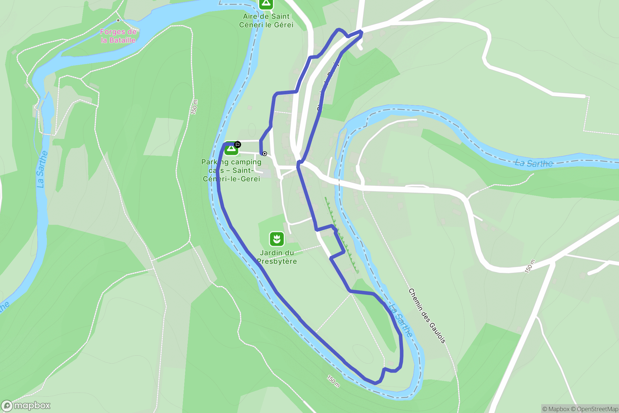 Saint-Céneri-le-Gérei : carte du parcours de randonnée - France