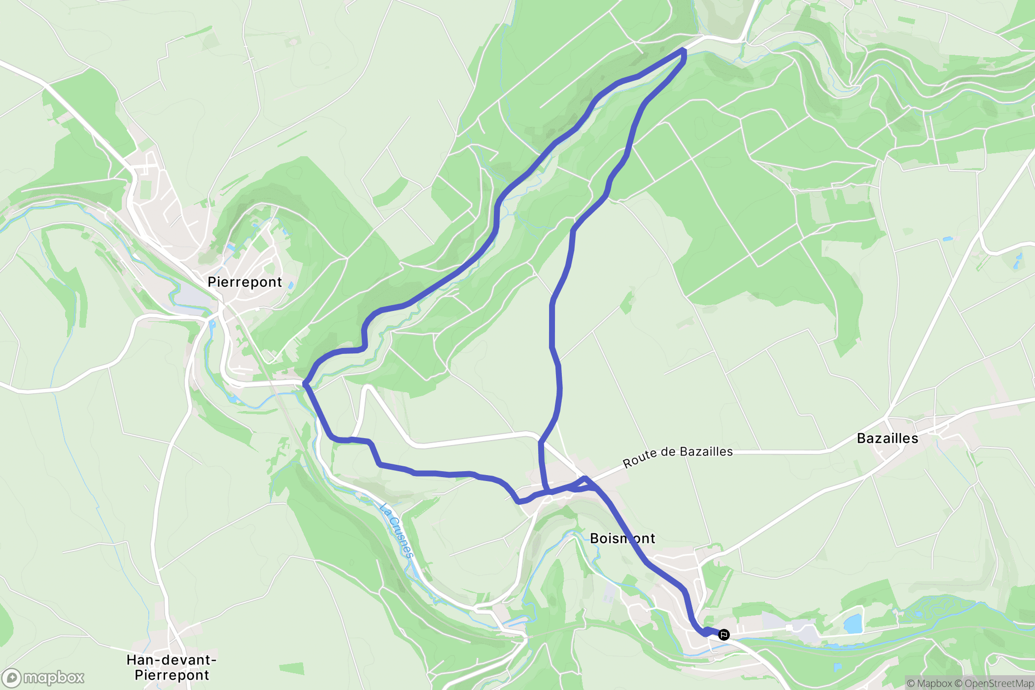 Bazailles : carte du parcours de randonnée - France