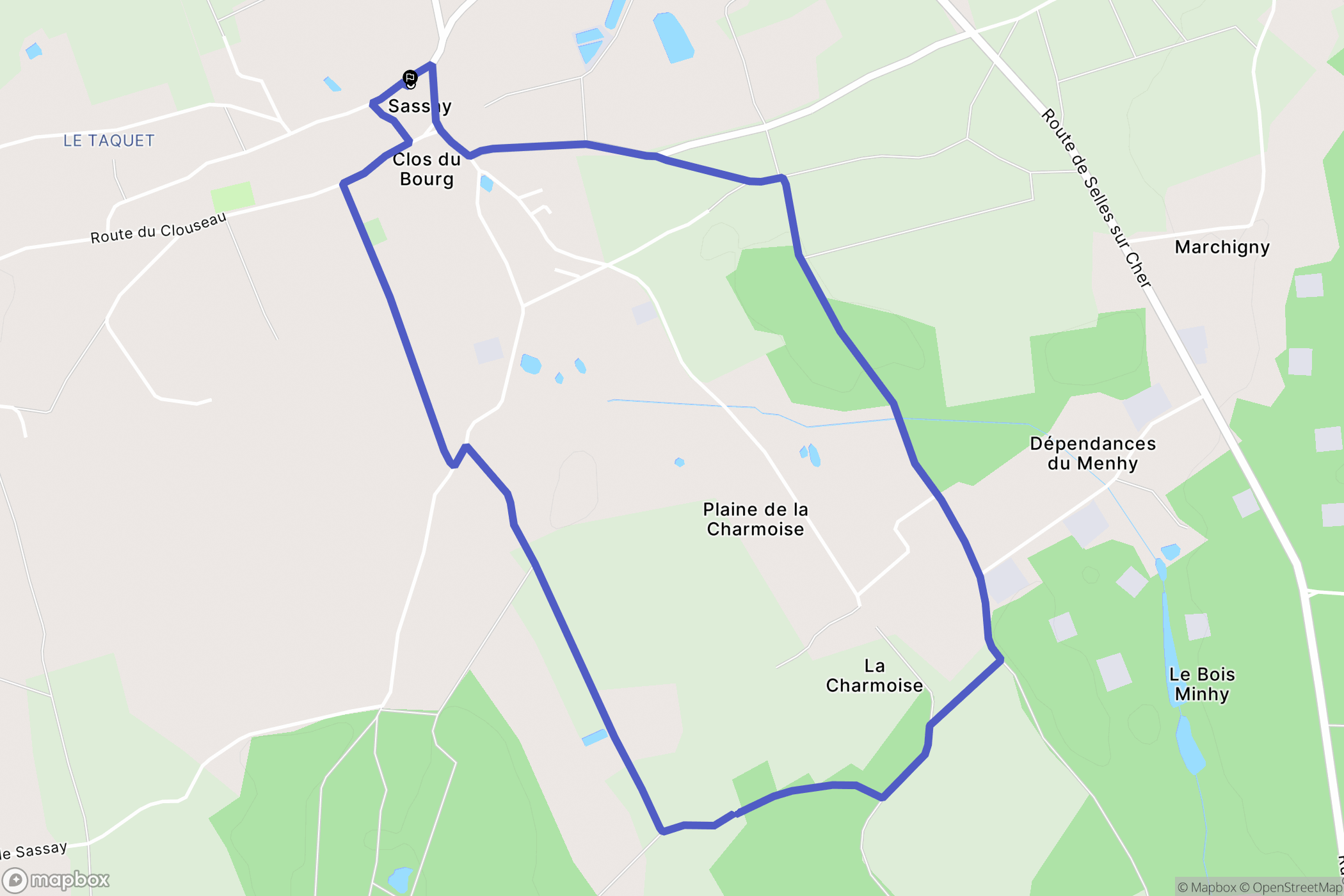 Sassay : carte du parcours de randonnée - France