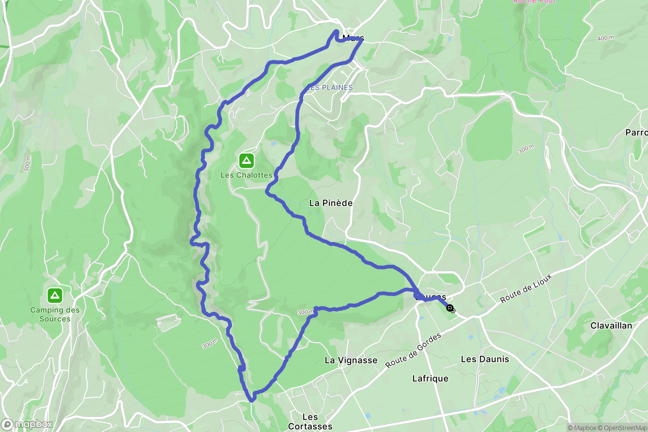 Joucas : carte du parcours de randonnée - France