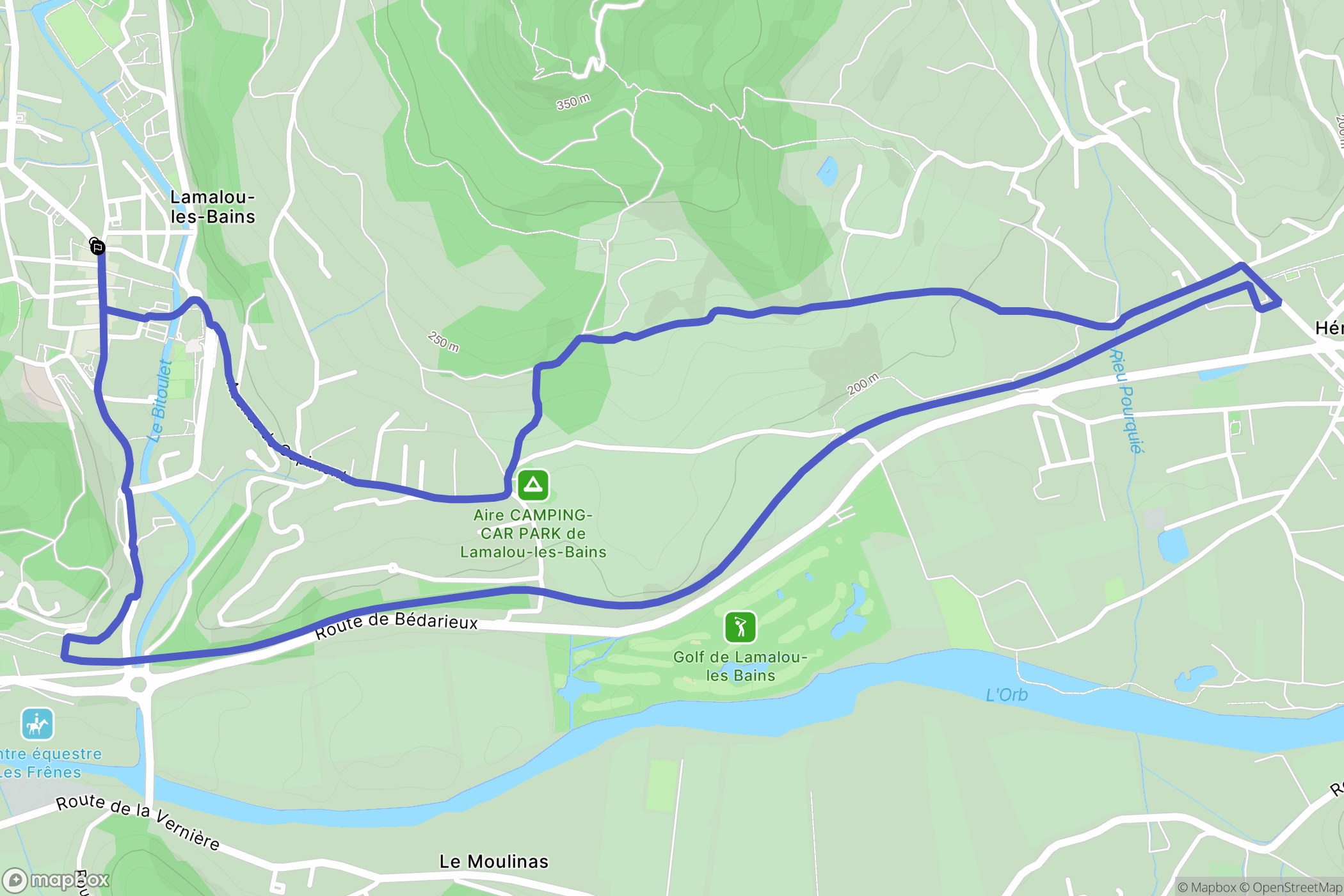 Lamalou-les-Bains : carte du parcours de randonnée - France