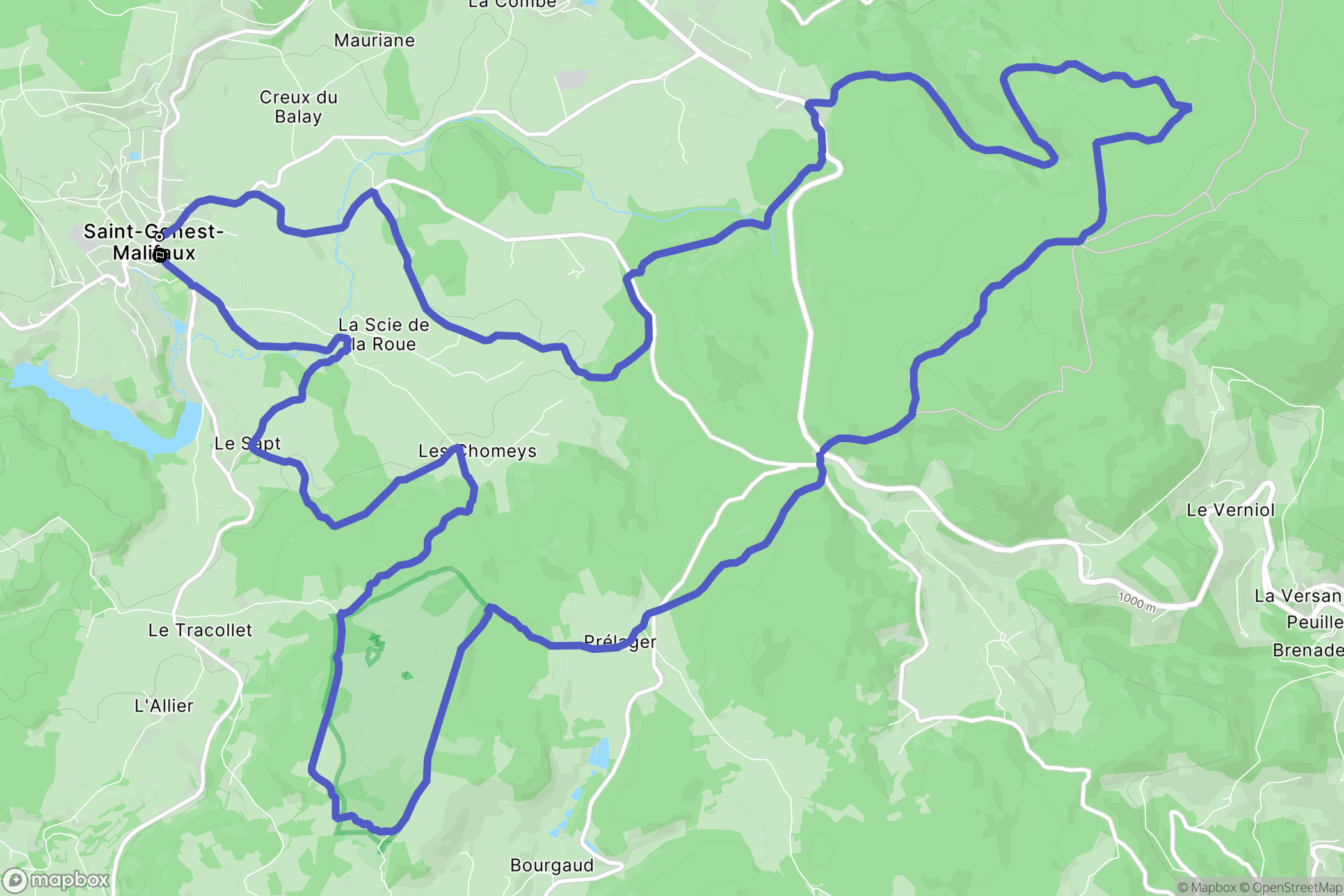 Saint-Genest-Malifaux : carte du parcours de randonnée - France