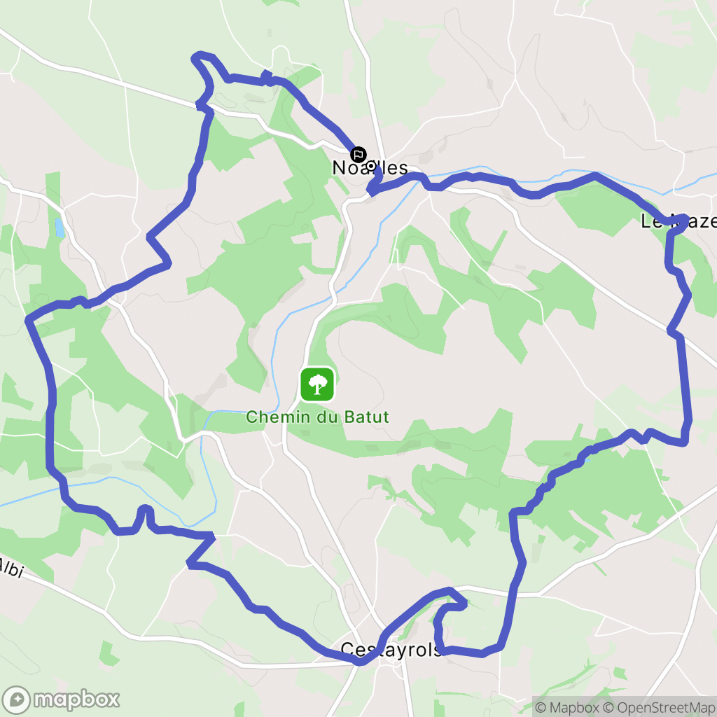 Noailles : carte du parcours de randonnée - France