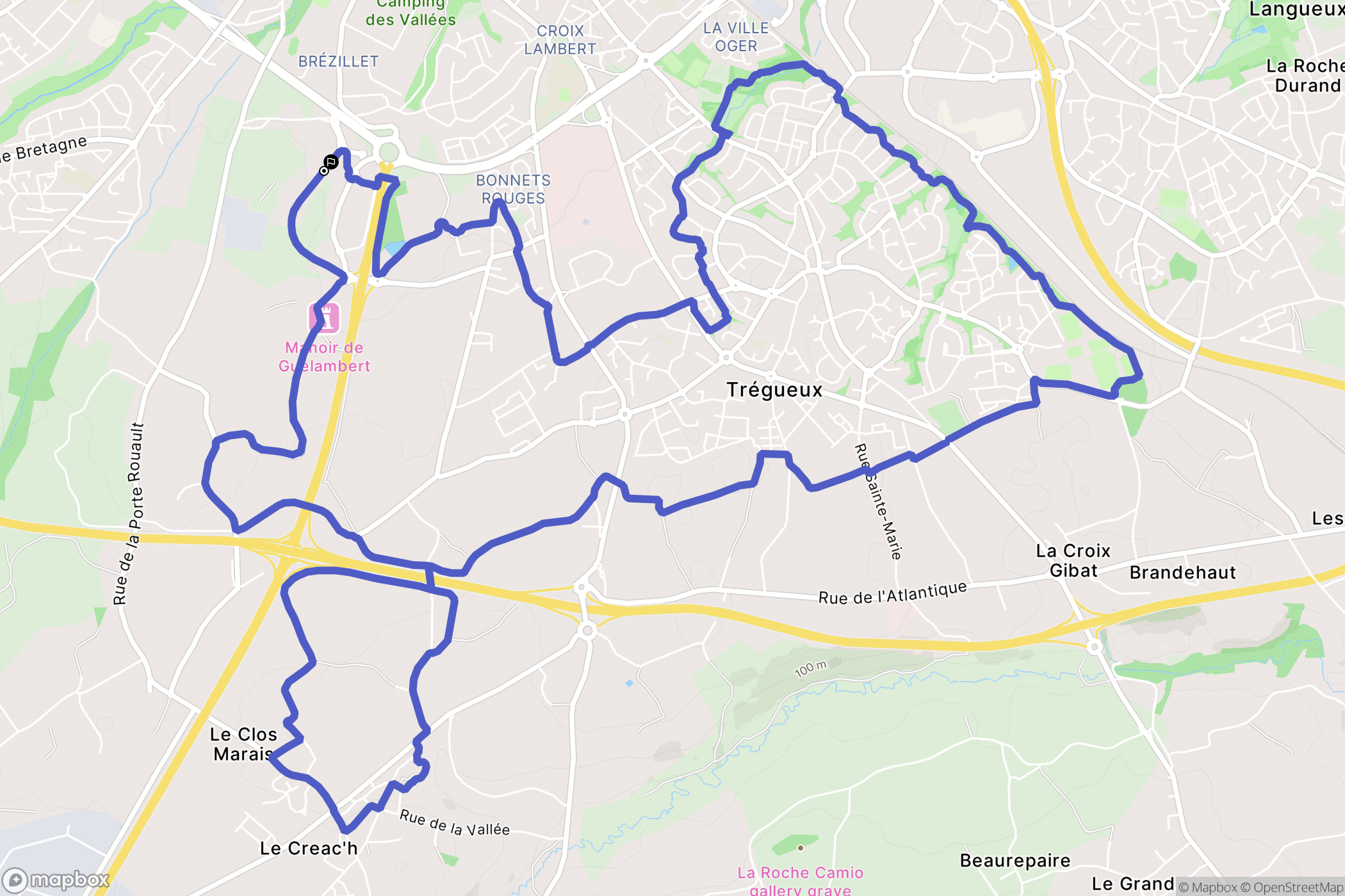 Trégueux : carte du parcours de randonnée - France