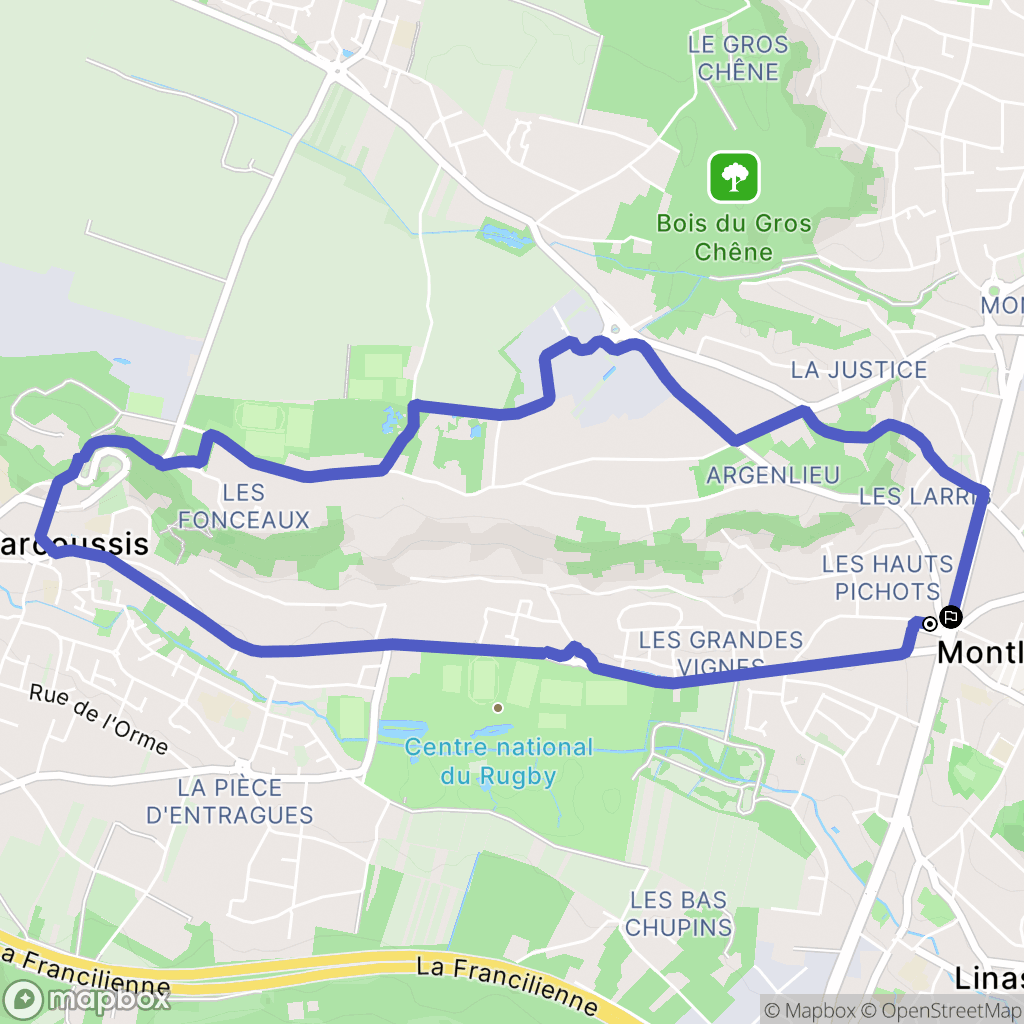 Montlhéry : carte du parcours de randonnée - France