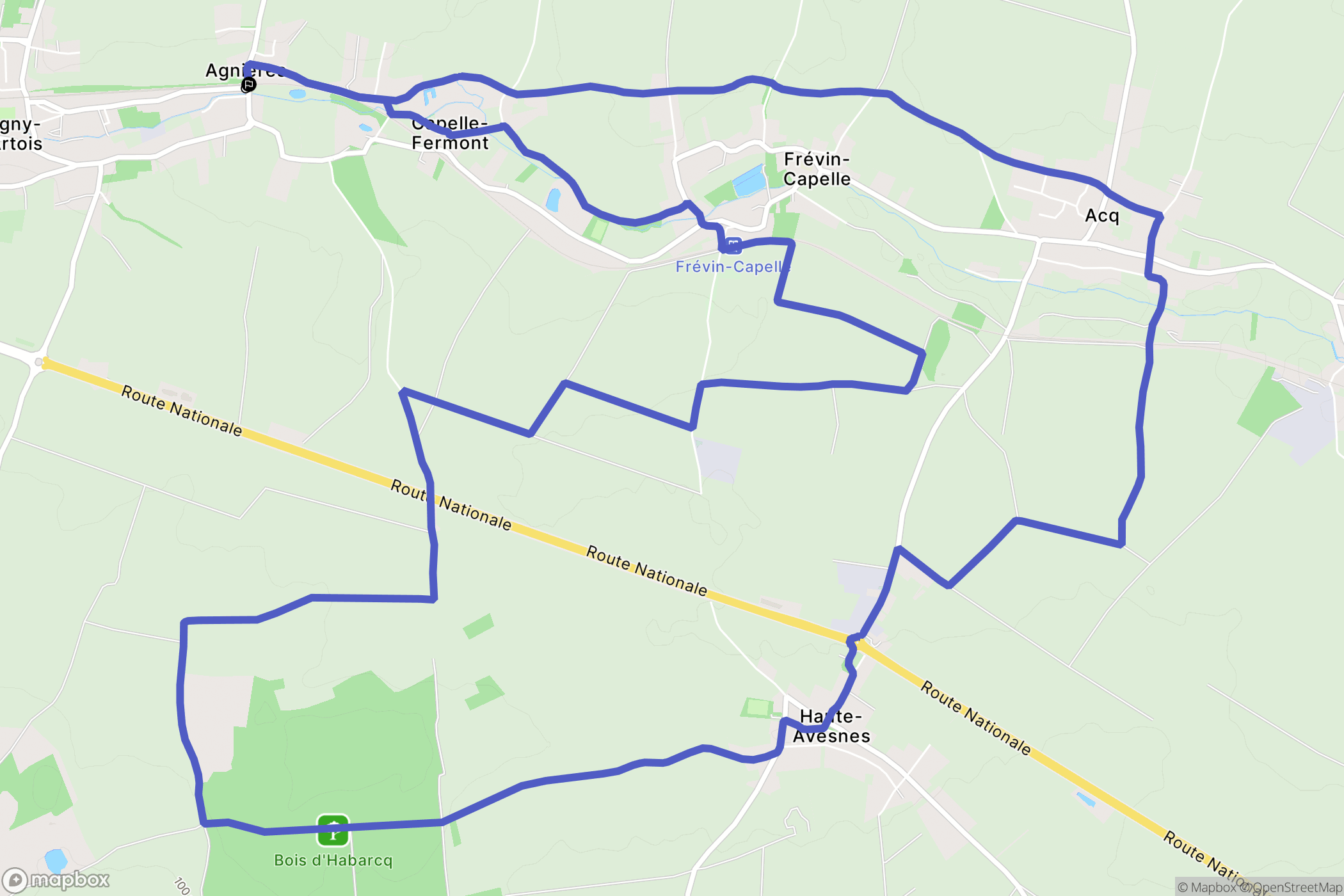 Agnières : carte du parcours de randonnée - France