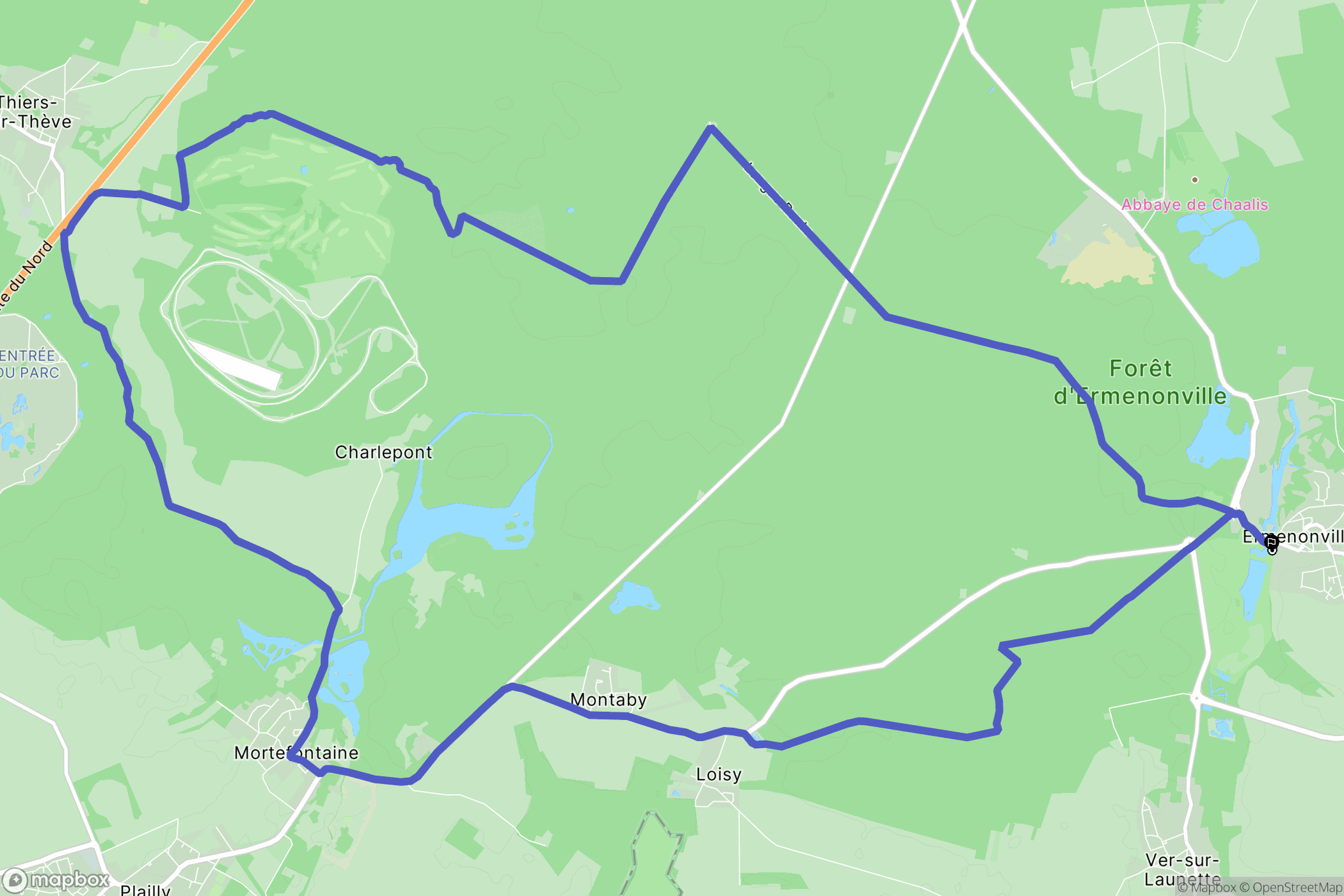 Ermenonville : carte du parcours de randonnée - France