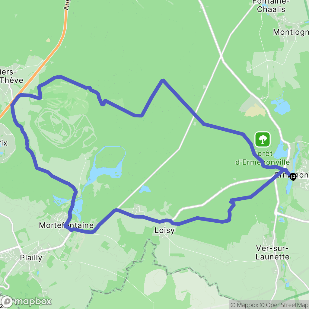 Ermenonville : carte du parcours de randonnée - France