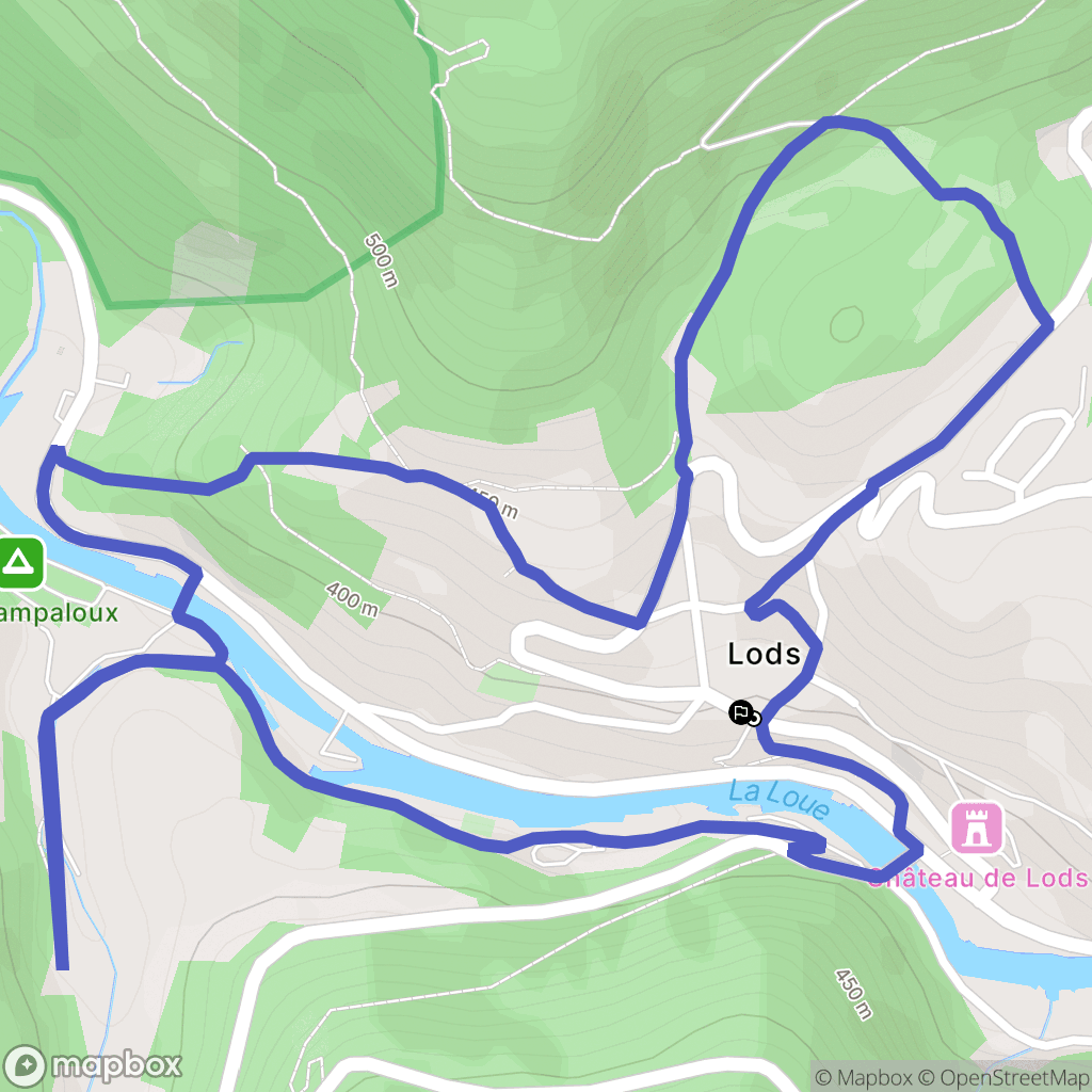 Lods : carte du parcours de randonnée - France