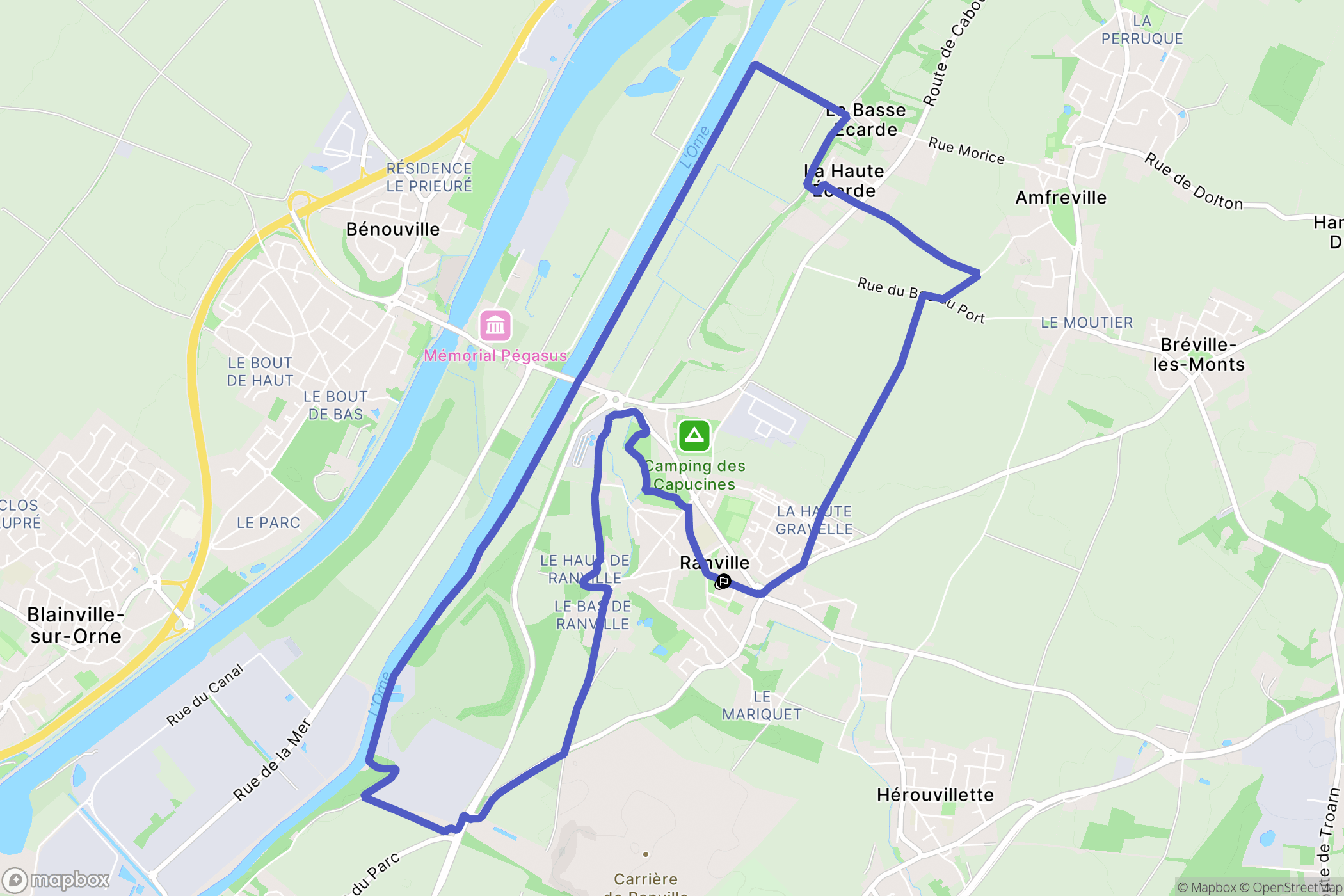 Ranville : carte du parcours de randonnée - France